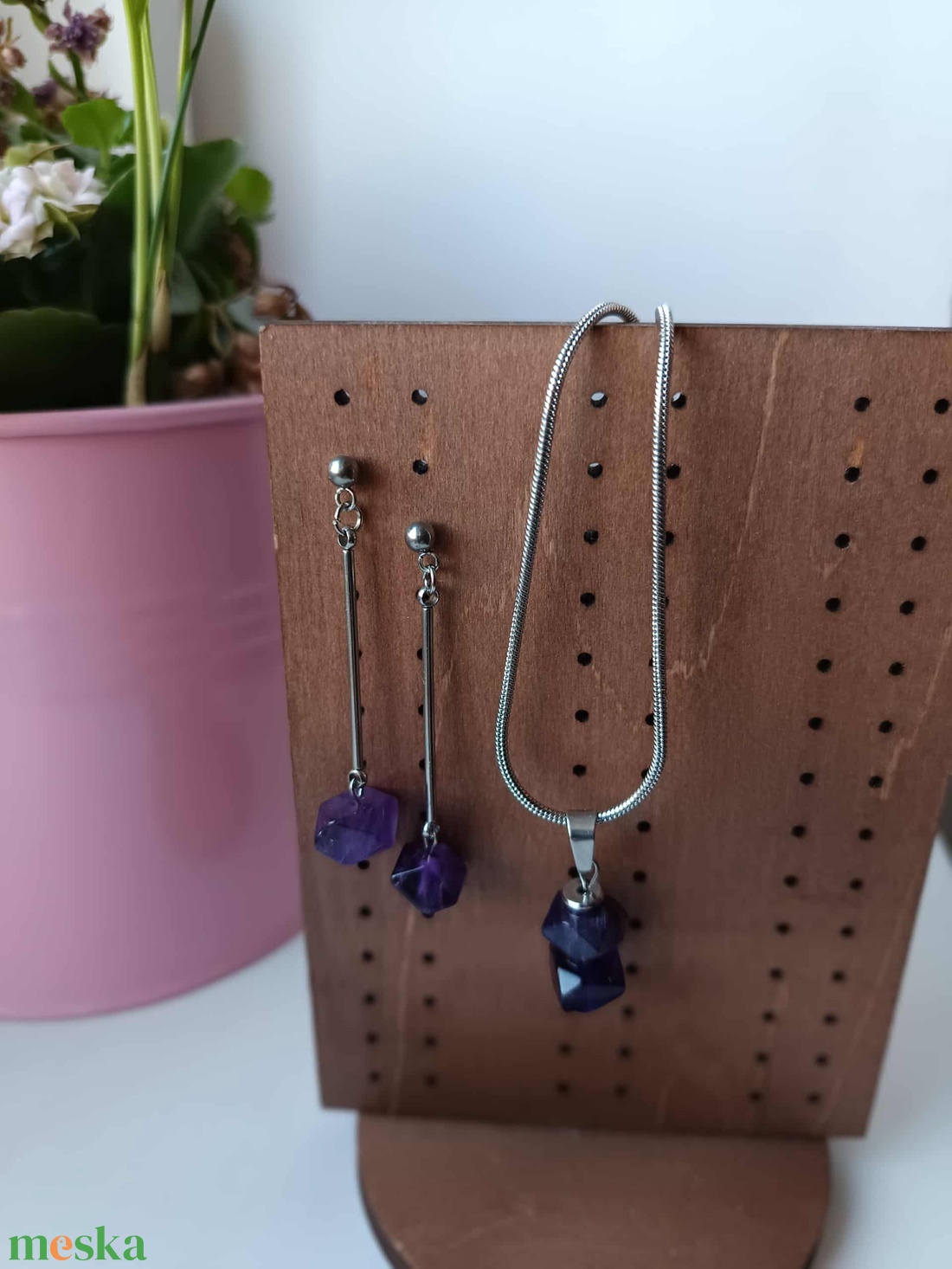 Statement Steel - Amethyst cristal szett Nr. 4 - ékszer - ékszerszett - Meska.hu