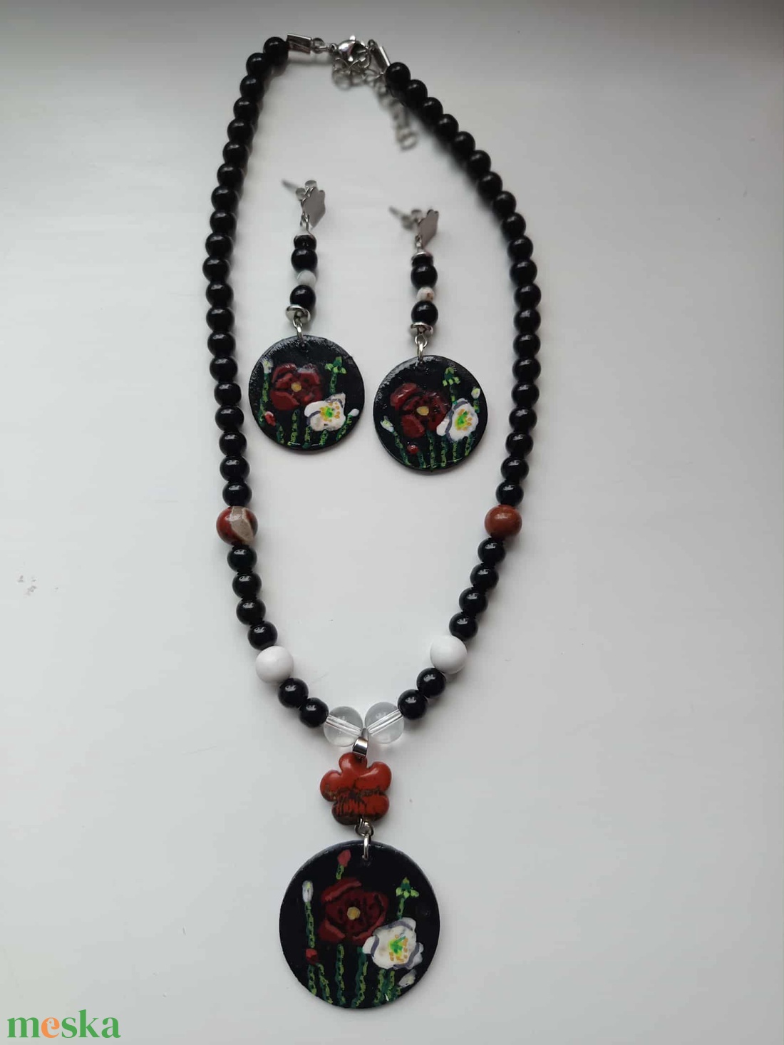 Secret Garden Bloom - Papaver Rouge Achat szett Nr. 08 - ékszer - ékszerszett - Meska.hu