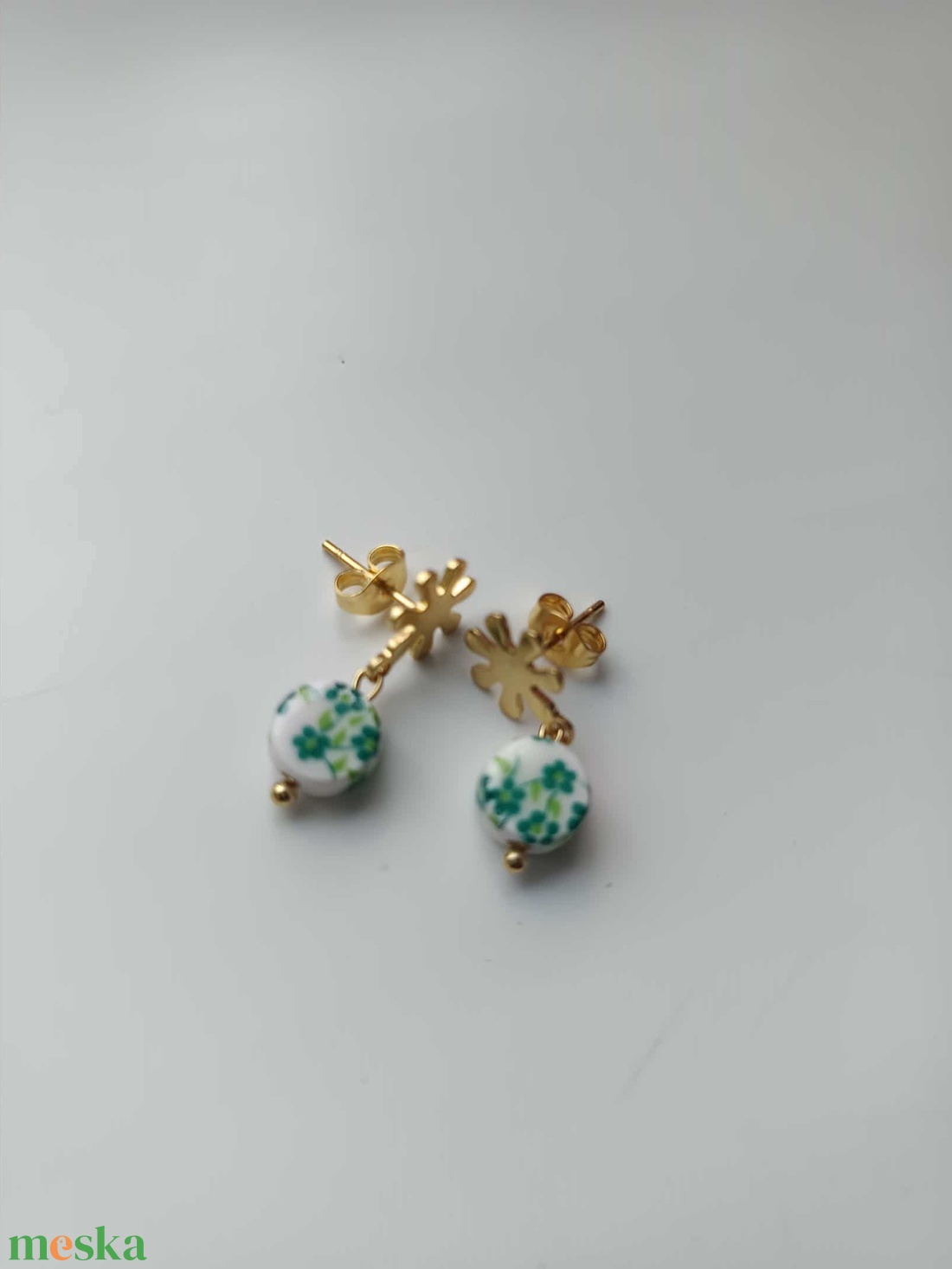 Essential 316L � Ceramic beads - green No.22 - ékszer - fülbevaló - lógó fülbevaló - Meska.hu