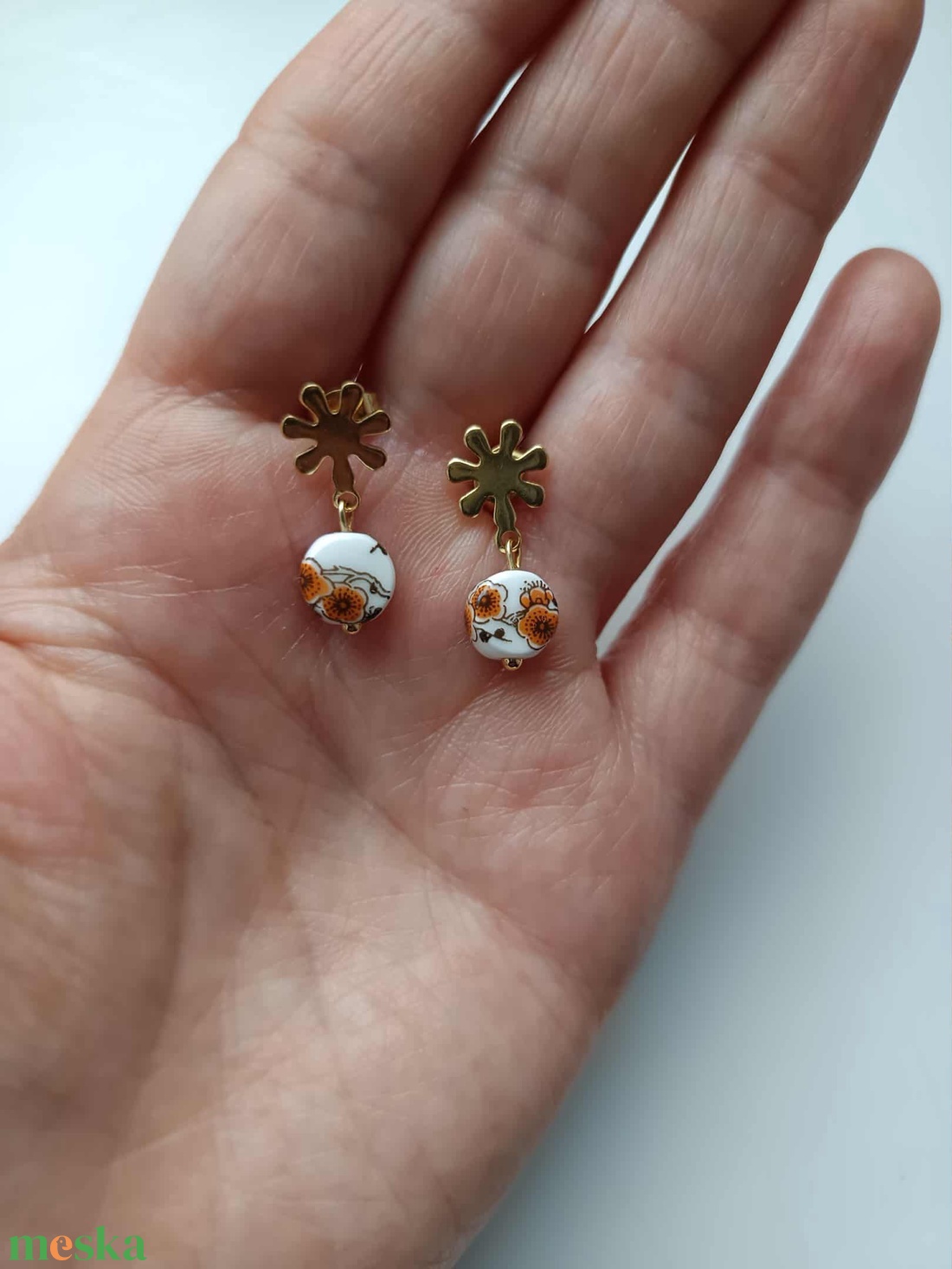 Essential 316L � Ceramic beads - orange No.23 - ékszer - fülbevaló - lógó fülbevaló - Meska.hu