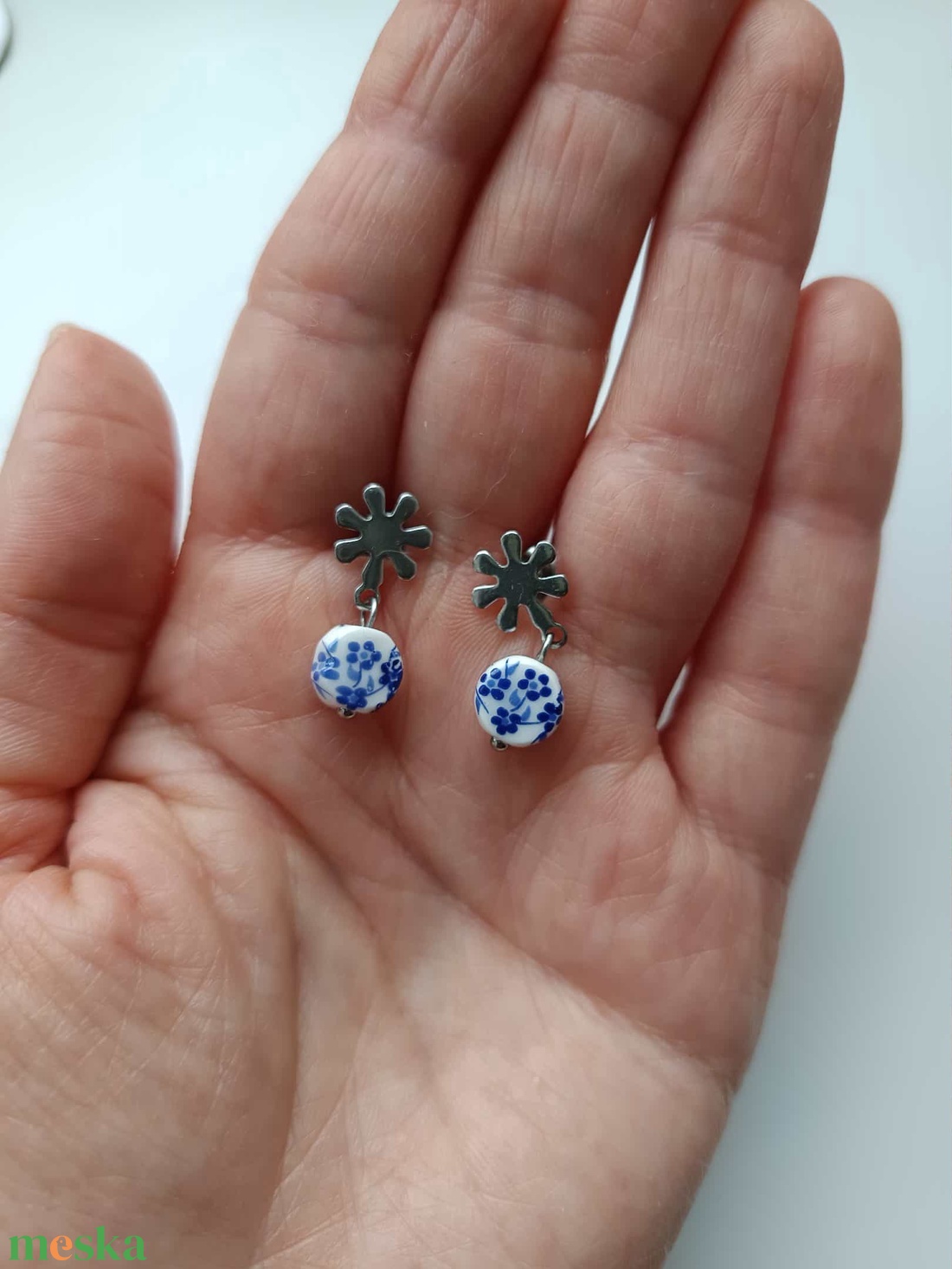 Essential 316L � Ceramic beads - blue No.24 - ékszer - fülbevaló - lógó fülbevaló - Meska.hu