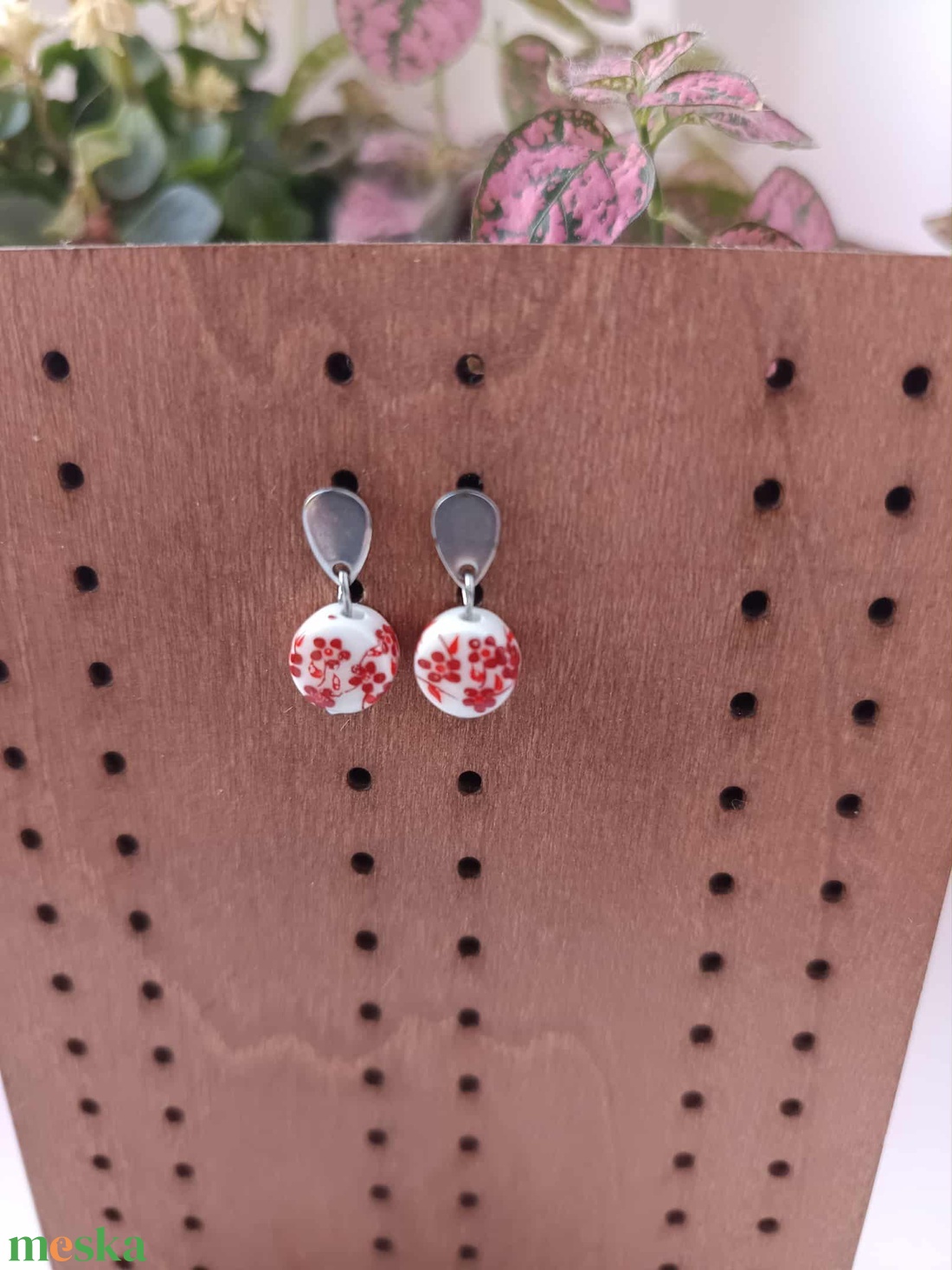 Essential 316L � Ceramic beads - red No.27 - ékszer - fülbevaló - lógó fülbevaló - Meska.hu