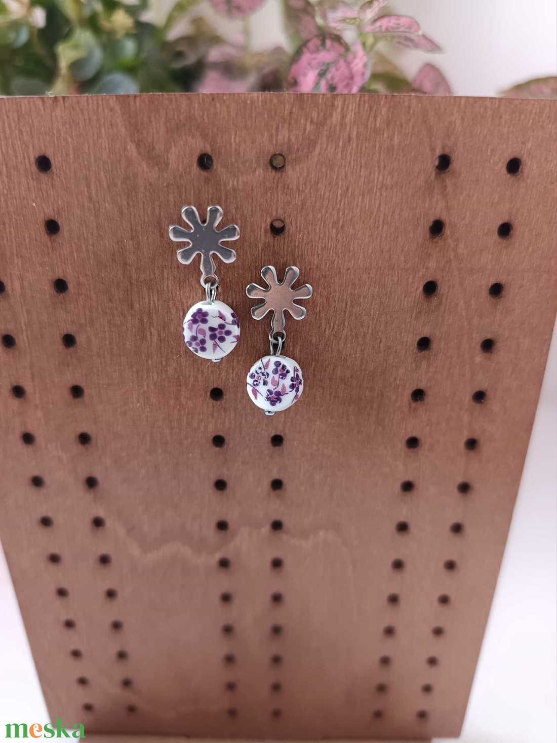 Essential 316L � Ceramic beads - lilac No.25 - ékszer - fülbevaló - lógó fülbevaló - Meska.hu