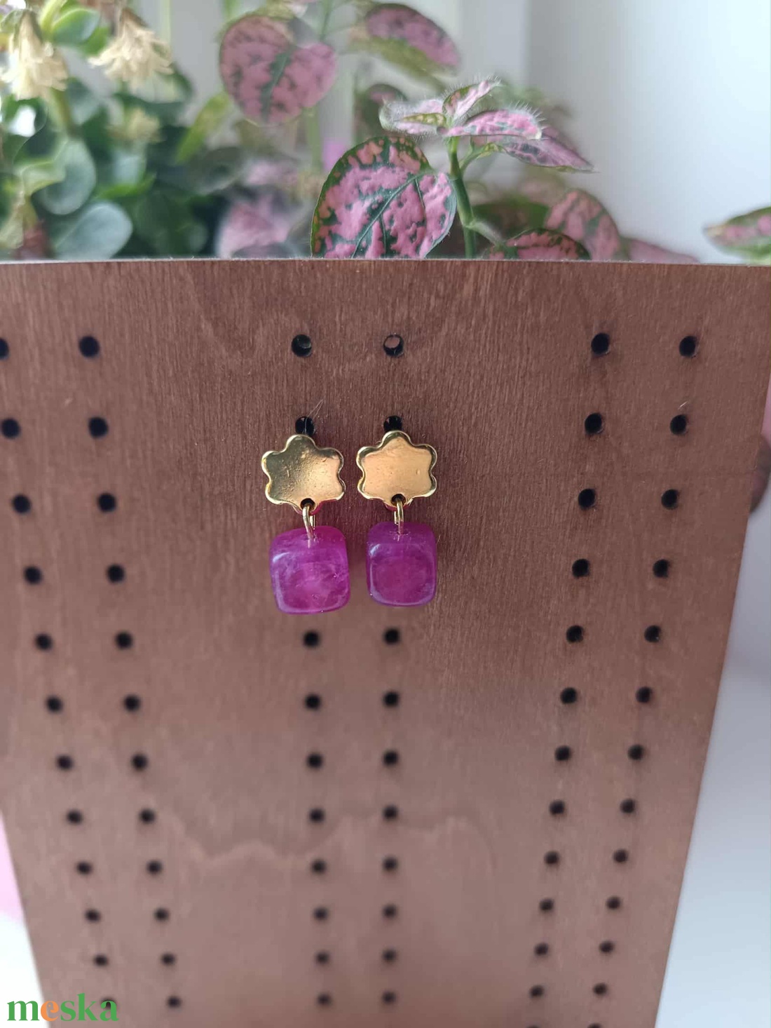 Essential 316L � Tourmaline - pink No.28 - ékszer - fülbevaló - lógó fülbevaló - Meska.hu