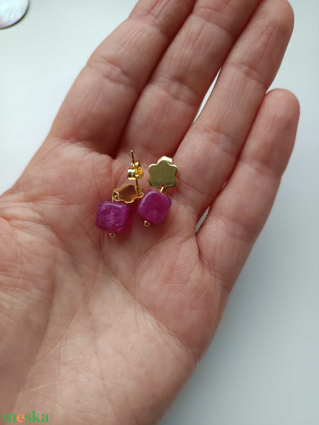 Essential 316L � Tourmaline - pink No.28 - ékszer - fülbevaló - lógó fülbevaló - Meska.hu