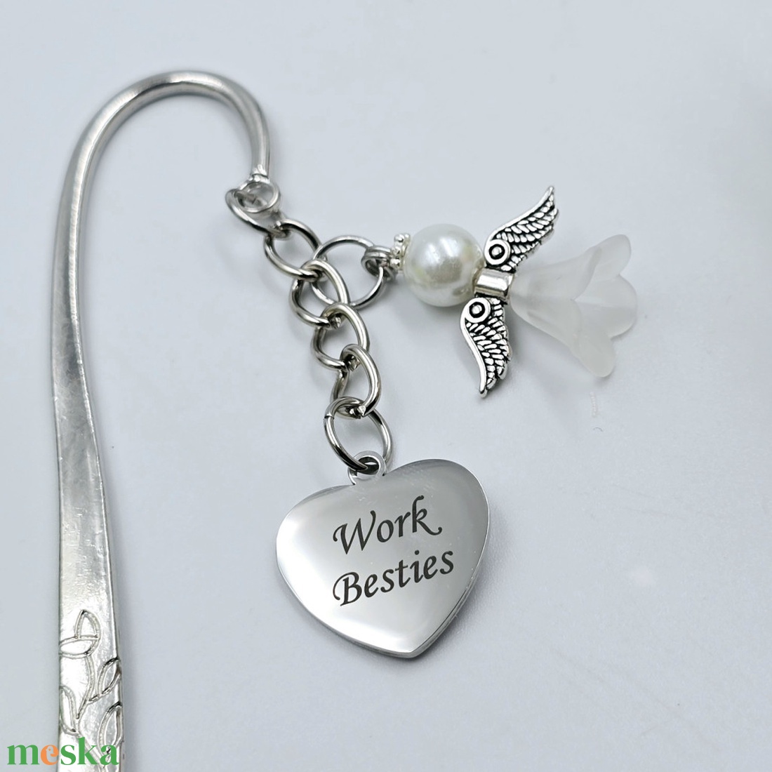 Fehér angyalkás, egyedi felirattal gravírozott könyvjelző - könyv & zene - könyvjelző - Meska.hu