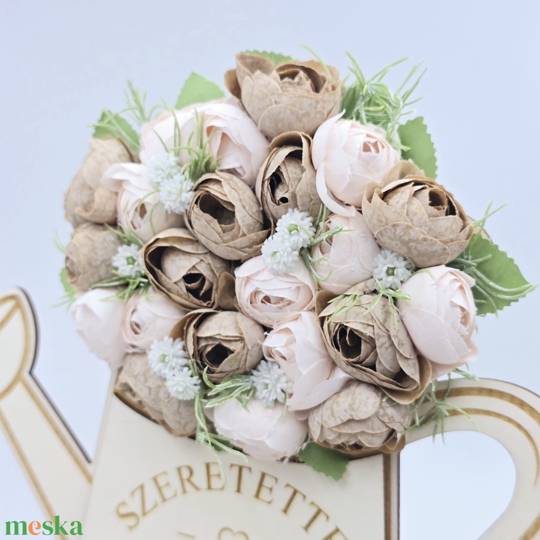 Ajándék óvó néninek, tanító néninek - selyemvirágokkal díszített egyedi feliratos öntözőkanna 12. - otthon & életmód - dekoráció - dísztárgy - Meska.hu