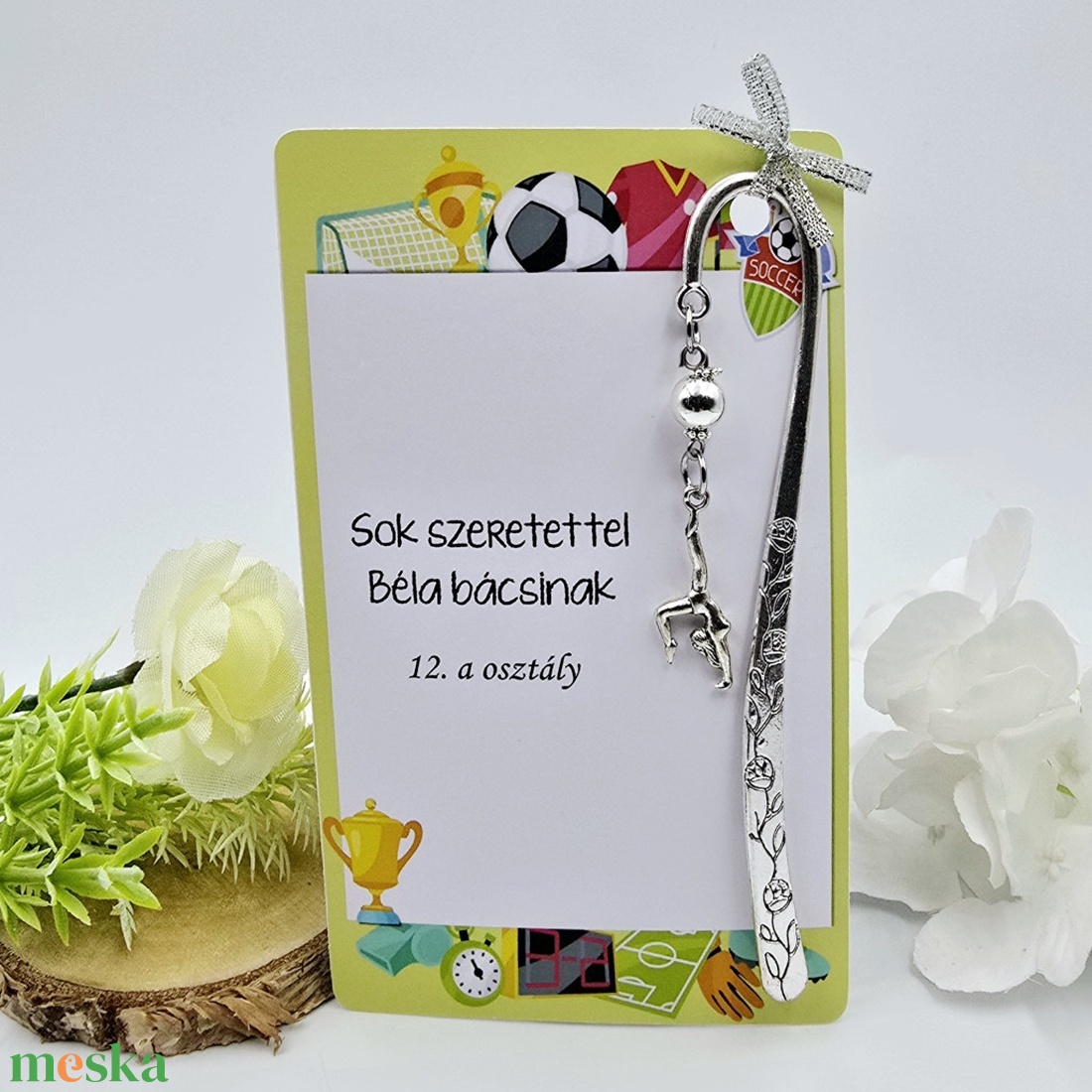Ajándék testneveléstanároknak ballagásra, pedagógusnapra, tanév végére - Könyvjelző tornász charmmal, ajándékkártyán - könyv & zene - könyvjelző - Meska.hu