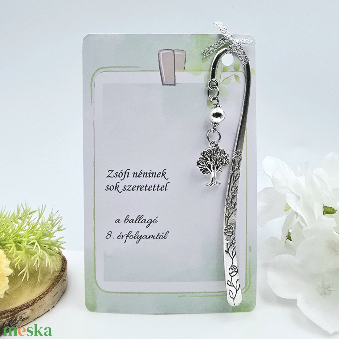 Biológia tanároknak ajándék ballagásra, pedagógusnapra, tanév végére - Könyvjelző életfa charmmal, ajándékkártyán - könyv & zene - könyvjelző - Meska.hu