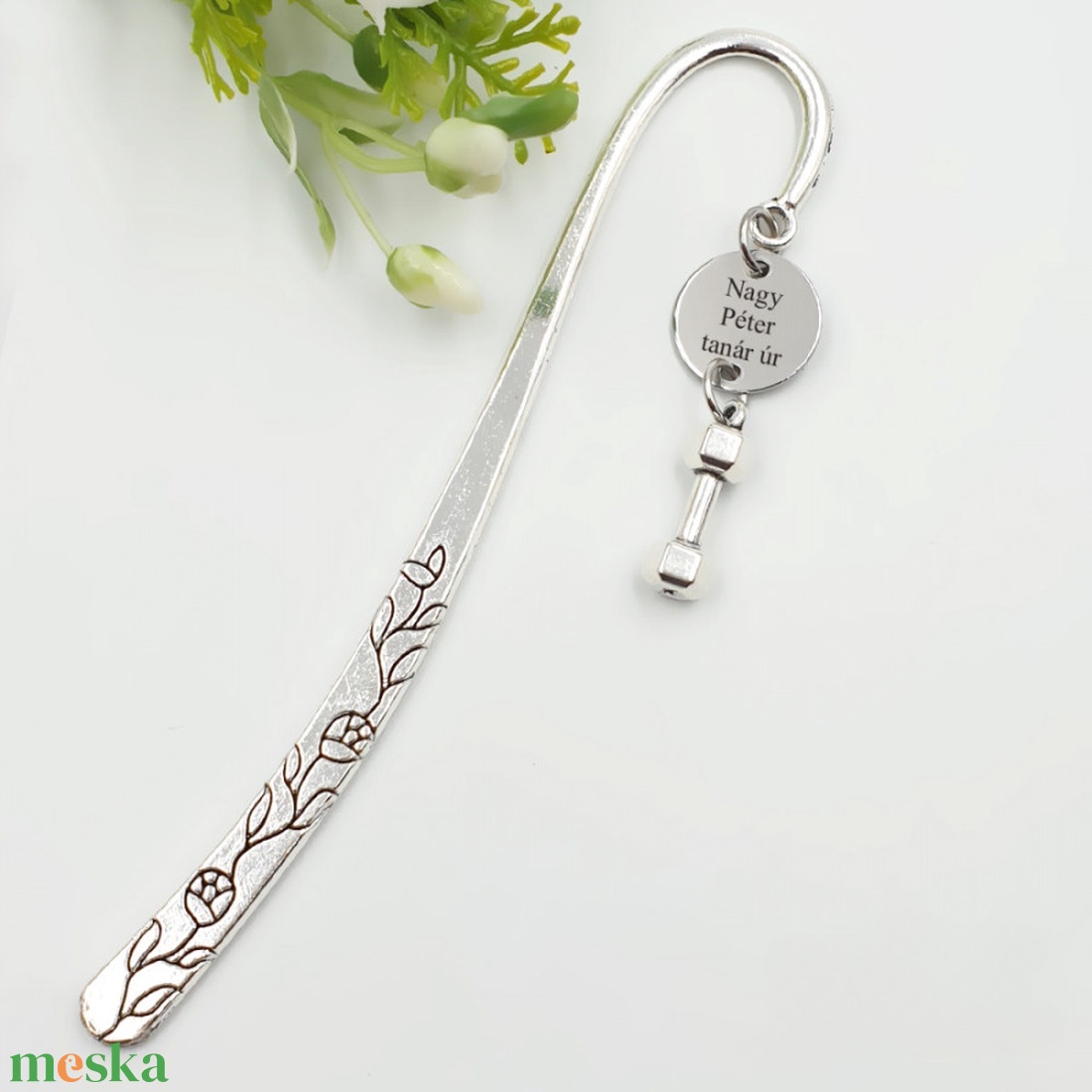 Testnevelés tanároknak, edzőnek ajándék - Gravírozott könyvjelző egyedi felirattal, súlyzó charmmal - könyv & zene - könyvjelző - Meska.hu