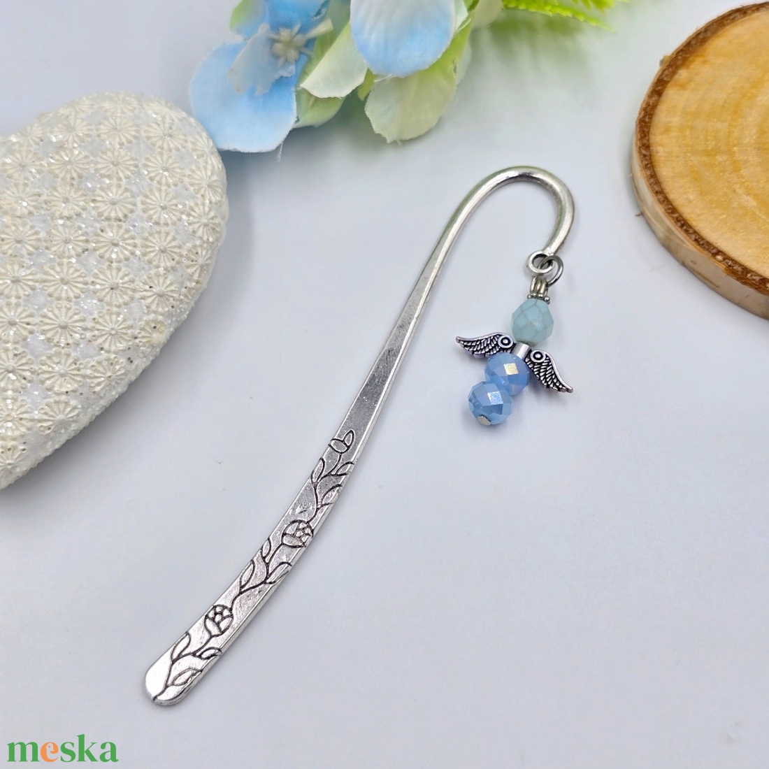 Csillogó  kék angyalkás könyvjelző - könyv & zene - könyvjelző - Meska.hu