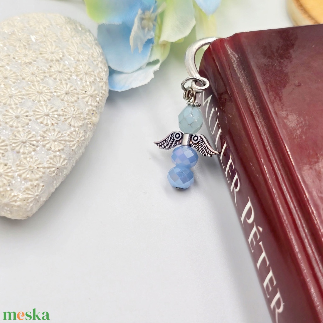 Csillogó  kék angyalkás könyvjelző - könyv & zene - könyvjelző - Meska.hu