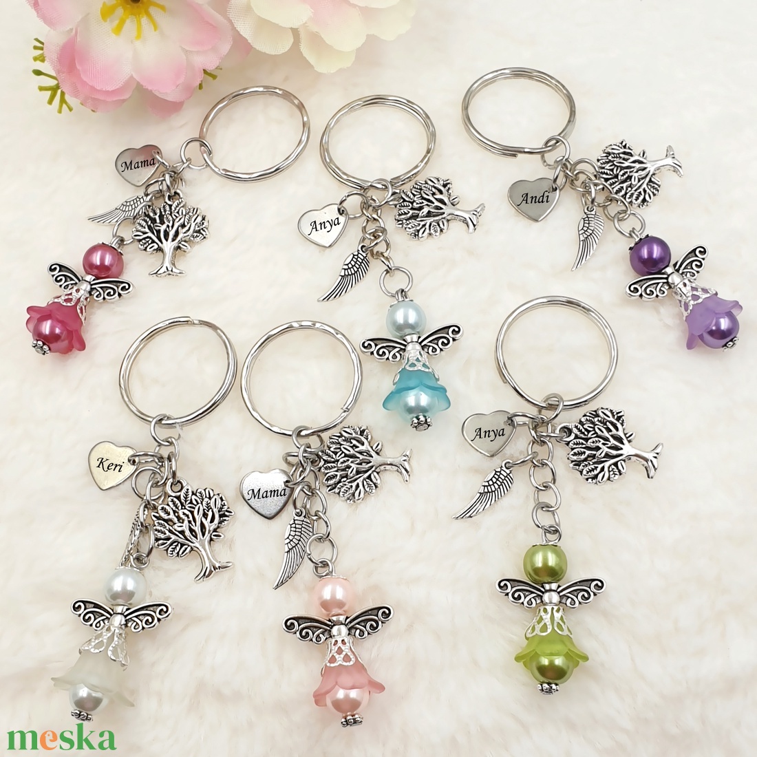Ajándék anyák napjára - Kulcstartó akril angyalkával egyedi felirattal - táska & tok - kulcstartó & táskadísz - kulcstartó - Meska.hu