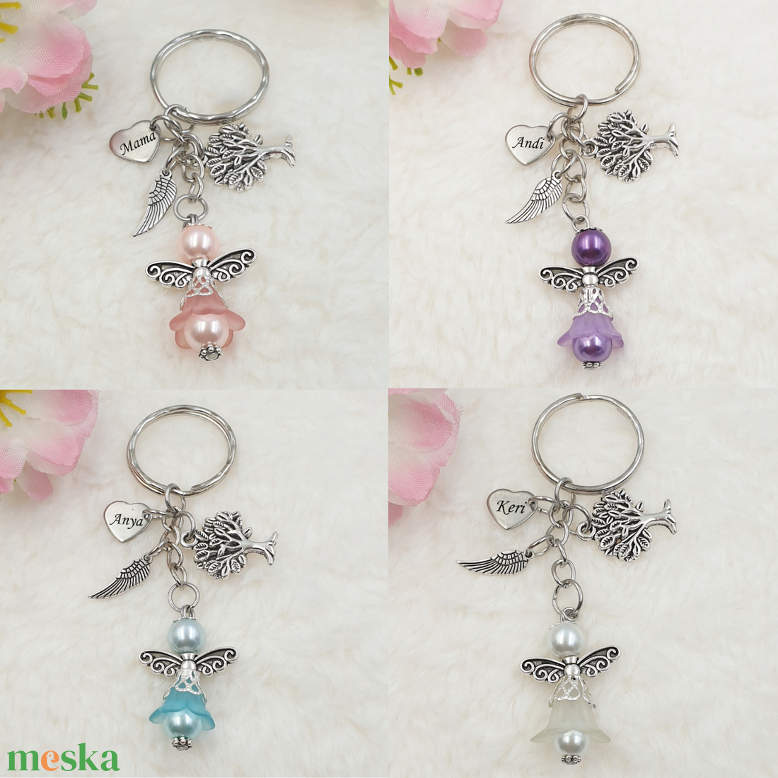 Ajándék anyák napjára - Kulcstartó akril angyalkával egyedi felirattal - táska & tok - kulcstartó & táskadísz - kulcstartó - Meska.hu