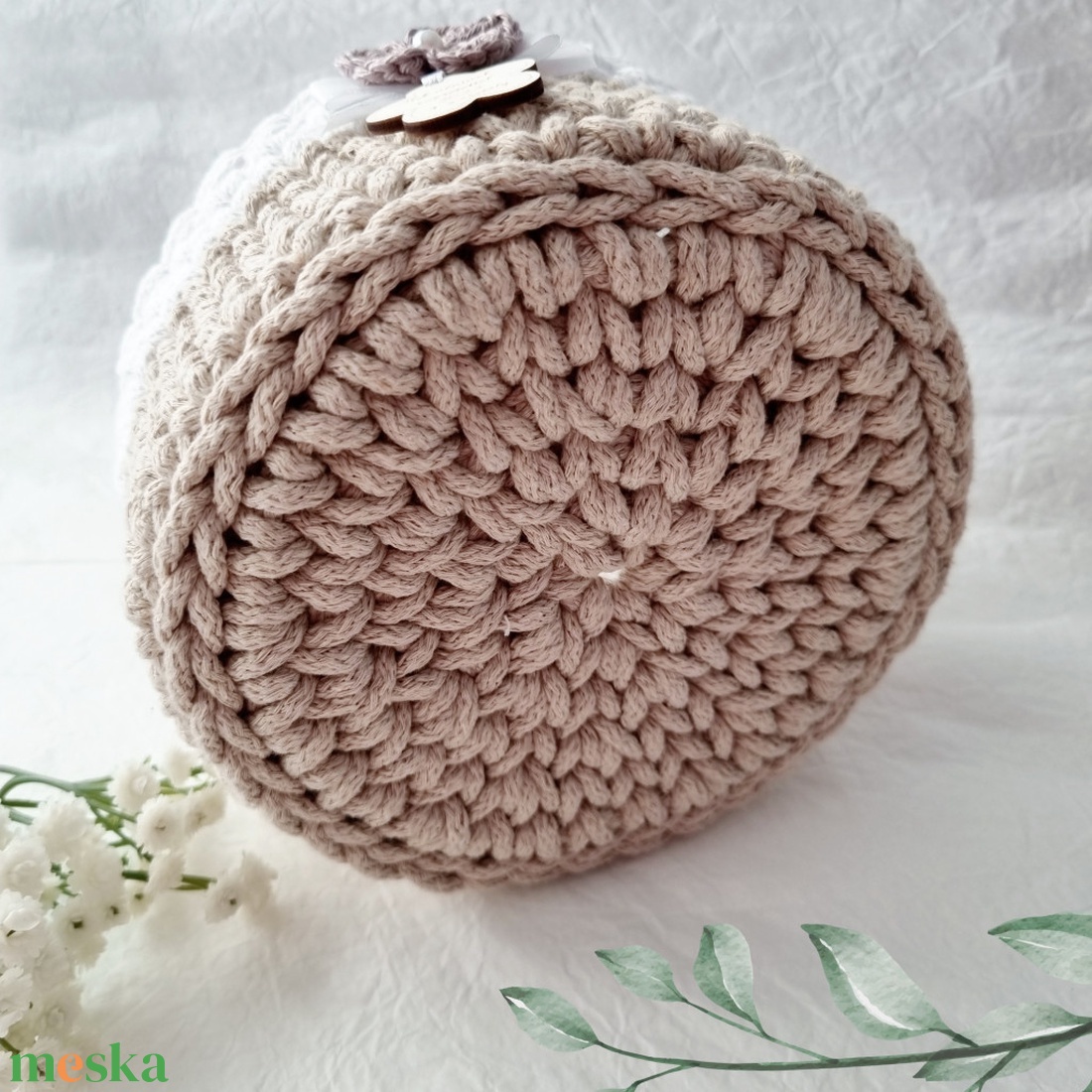 Horgolt tárolókosár egyedi felirattal. Ajándék anyák napjára - otthon & életmód - tárolás & rendszerezés - tárolókosár - Meska.hu