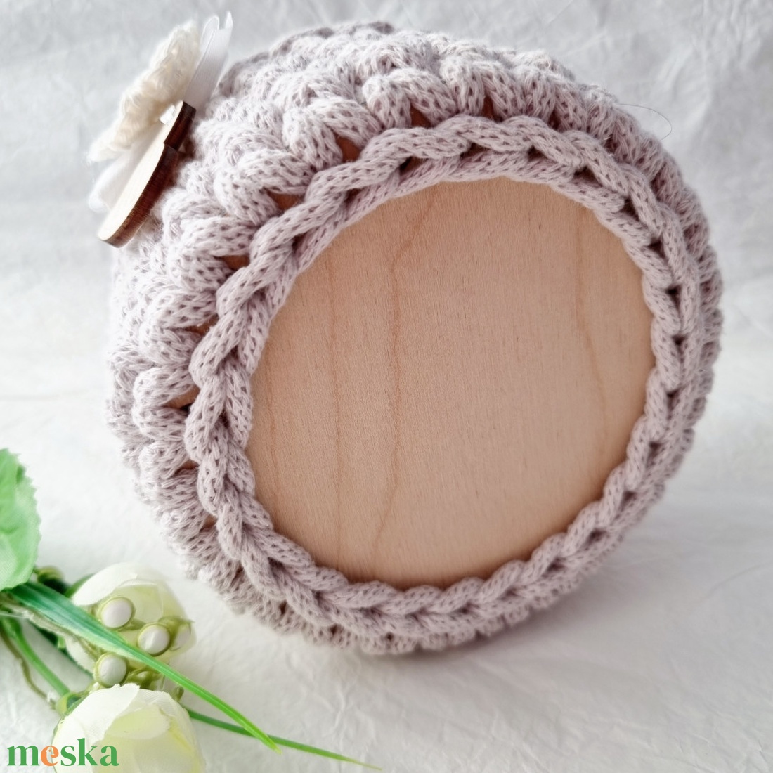 Horgolt tárolókosár egyedi felirattal. Ajándék anyák napjára - otthon & életmód - tárolás & rendszerezés - tárolókosár - Meska.hu