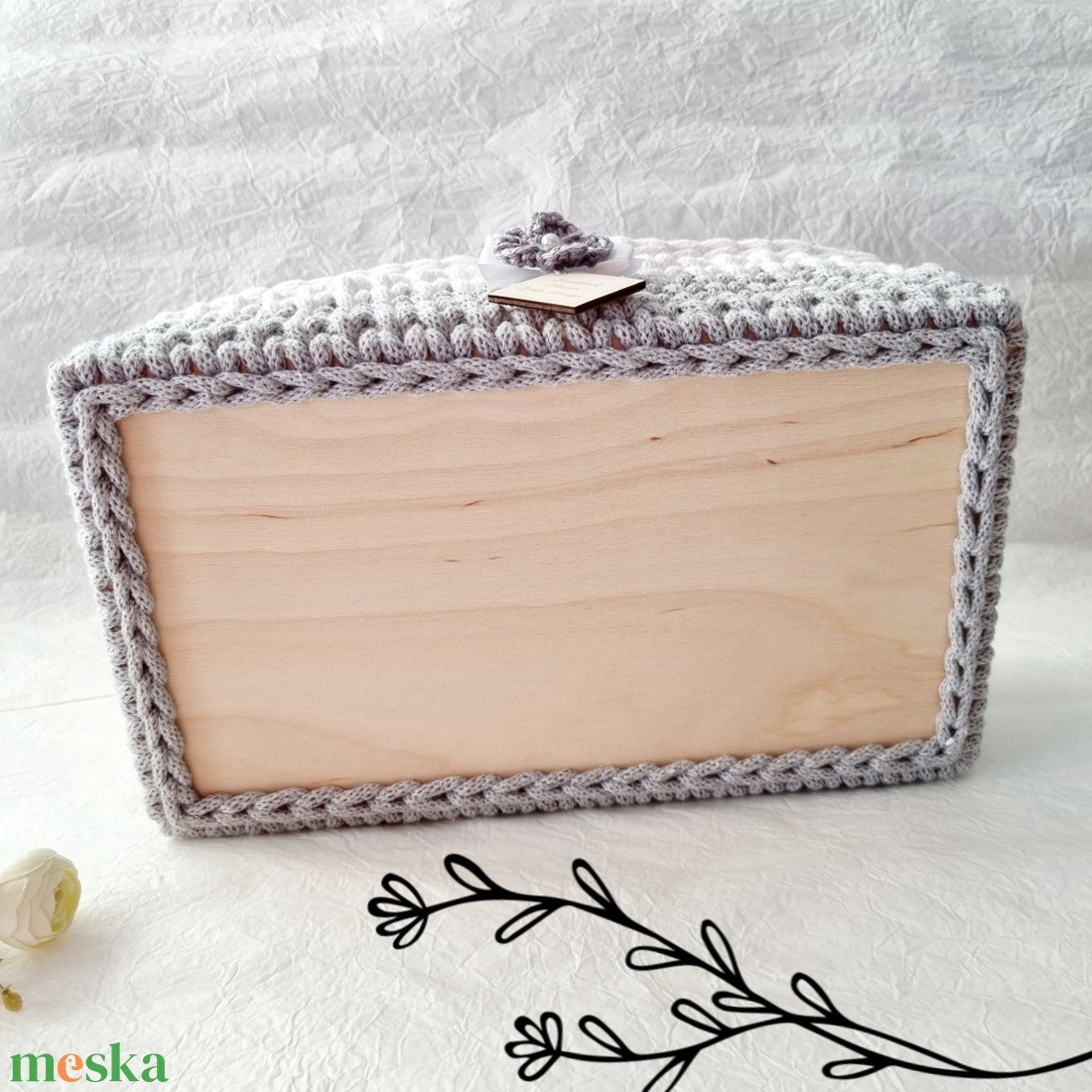 Horgolt tárolókosár egyedi felirattal. Ajándék anyák napjára - otthon & életmód - tárolás & rendszerezés - tárolókosár - Meska.hu