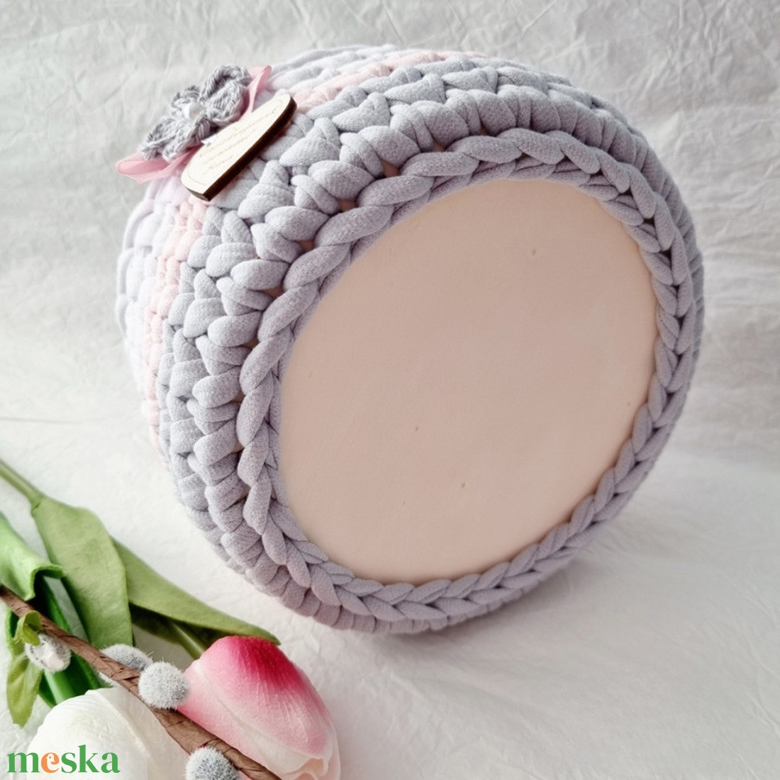 Horgolt tárolókosár egyedi felirattal. Ajándék anyák napjára - otthon & életmód - tárolás & rendszerezés - tárolókosár - Meska.hu