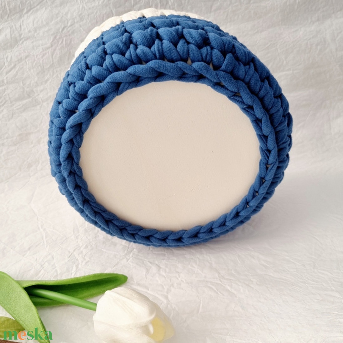 Horgolt tárolókosár egyedi felirattal. Ajándék anyák napjára - otthon & életmód - tárolás & rendszerezés - tárolókosár - Meska.hu