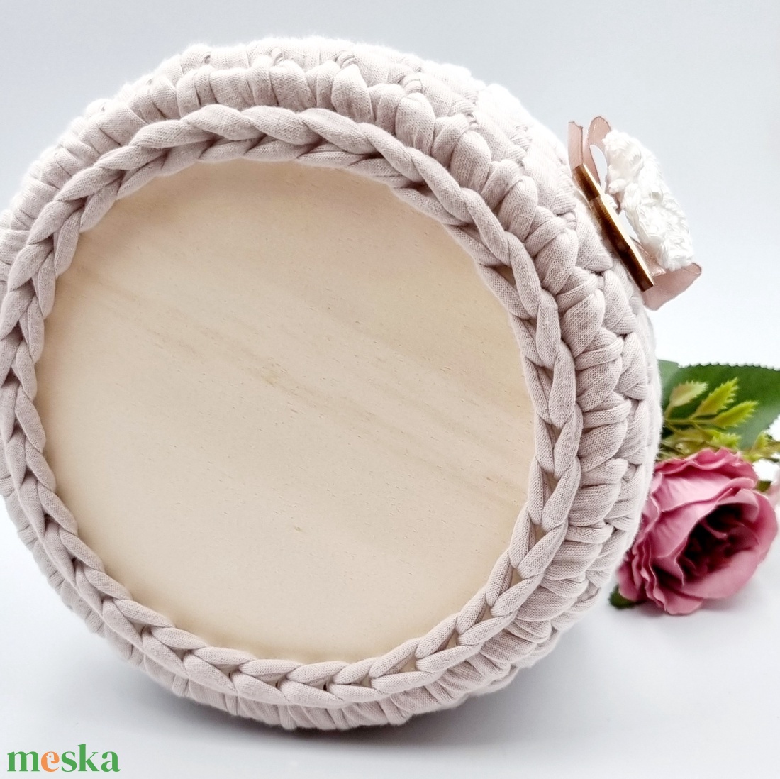 Horgolt tárolókosár egyedi felirattal. Ajándék anyák napjára - otthon & életmód - tárolás & rendszerezés - tárolókosár - Meska.hu