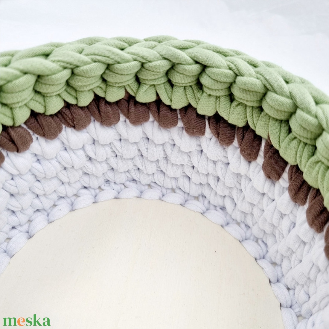 Horgolt tárolókosár egyedi felirattal. Ajándék anyák napjára - otthon & életmód - tárolás & rendszerezés - tárolókosár - Meska.hu