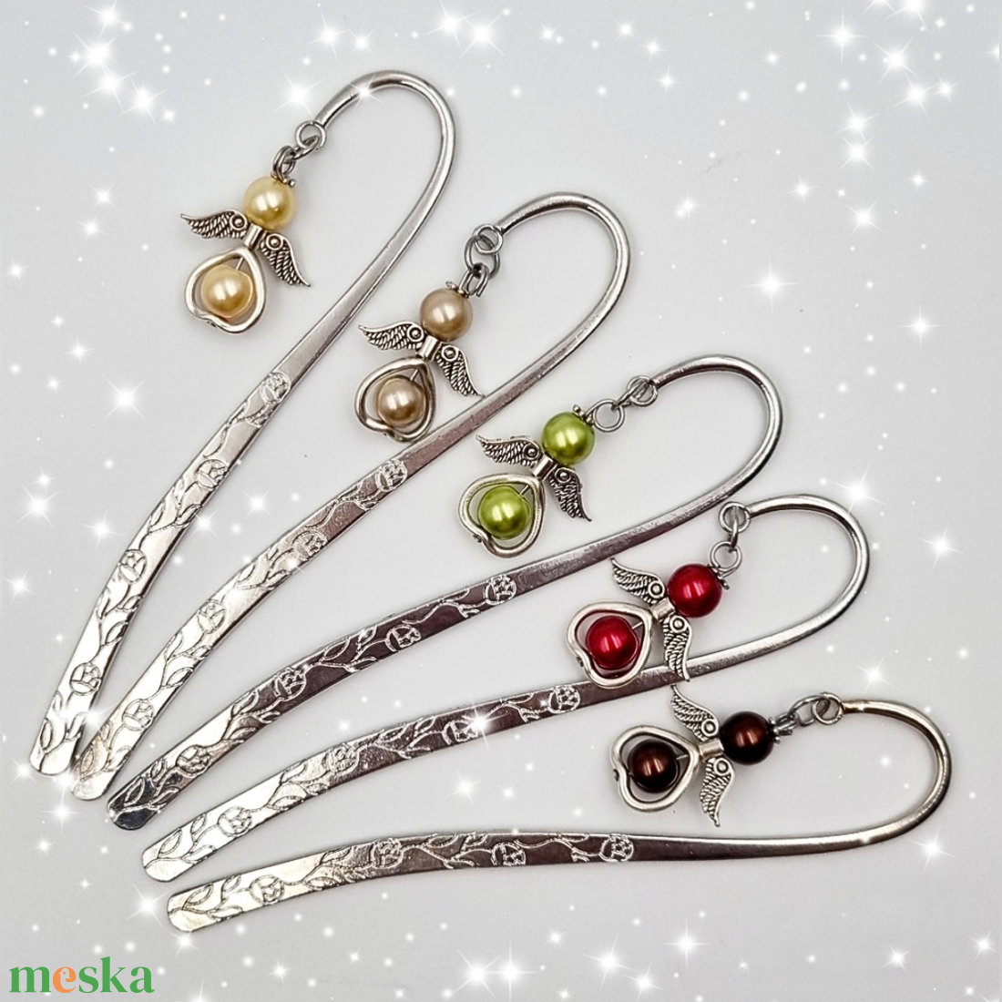 5 db teklagyöngy angyalkás könyvjelző - őszi avar - könyv & zene - könyvjelző - Meska.hu