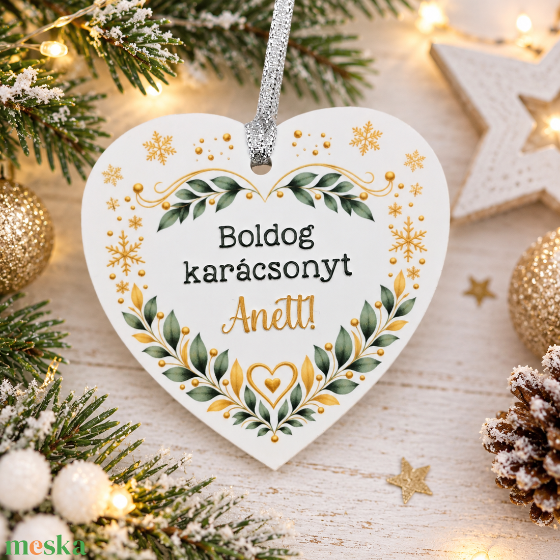 Egyedi neves karácsonyfadísz � szív vagy kör - karácsony - karácsonyi lakásdekoráció - karácsonyfadíszek - Meska.hu