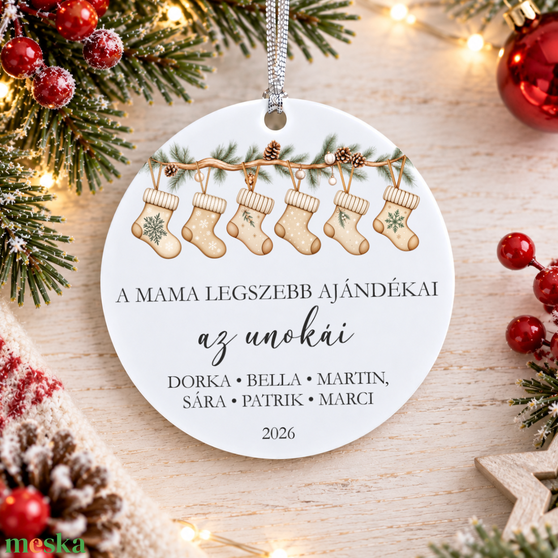Egyedi családi karácsonyfadísz nevekkel - karácsony - karácsonyi lakásdekoráció - karácsonyfadíszek - Meska.hu