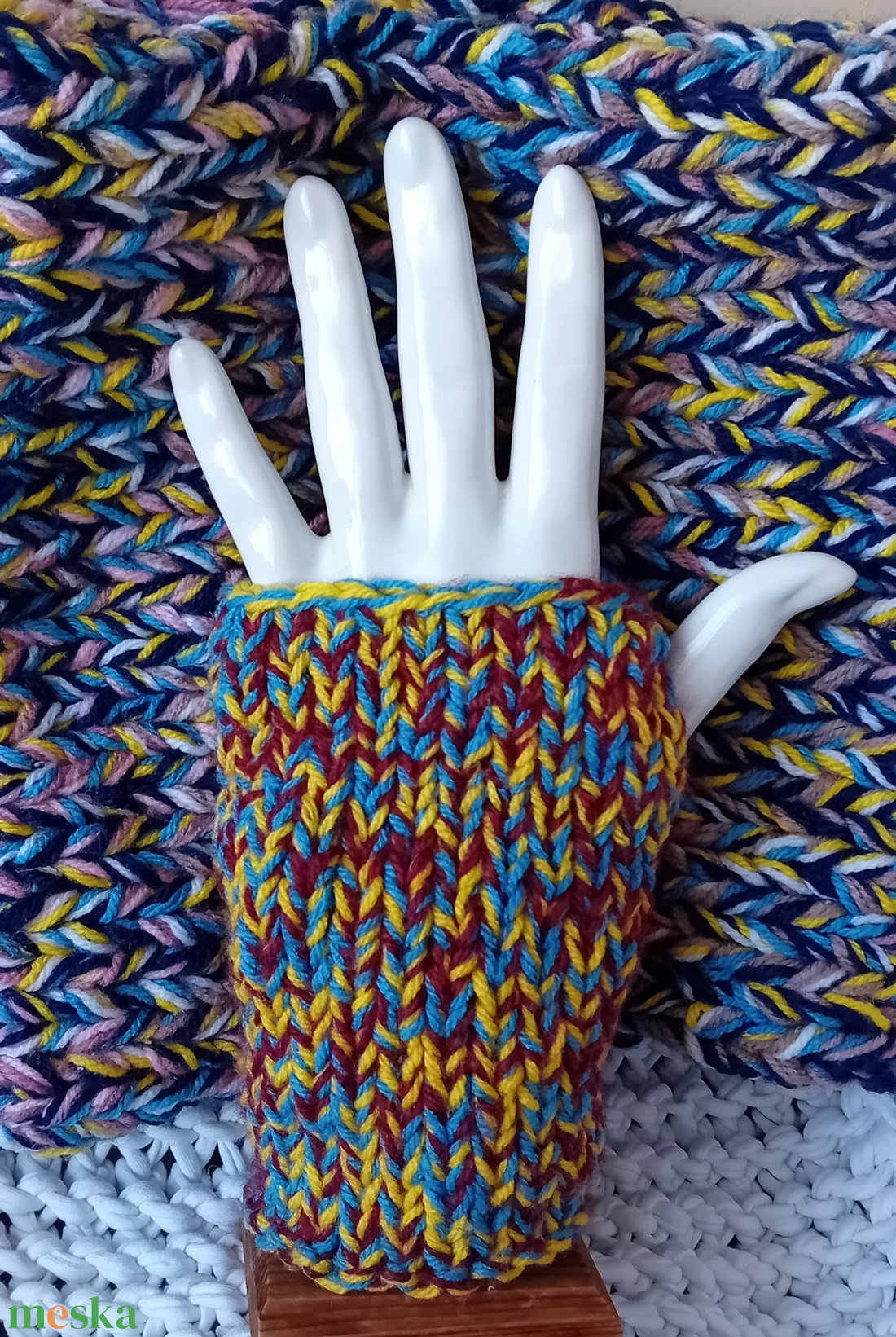 Boho színes sál és ujjatlan kesztyű szett - ruha & divat - sál, sapka, kendő - sál - Meska.hu