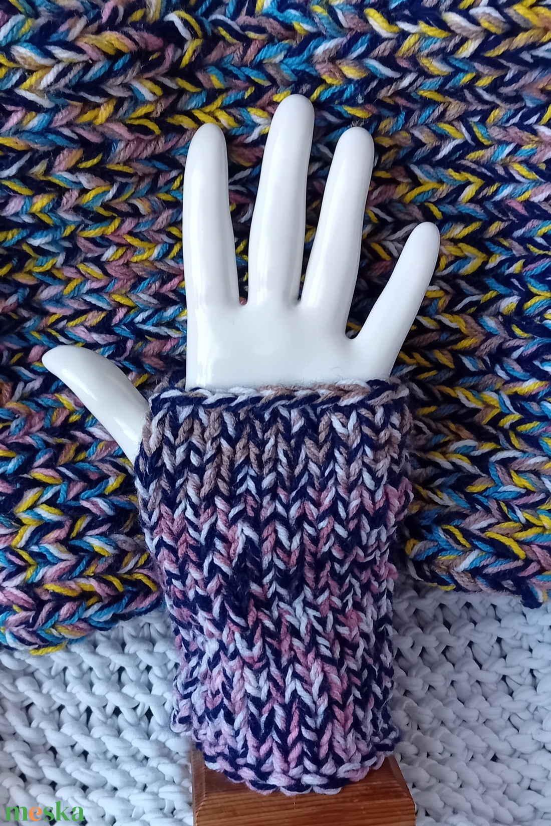Boho színes sál és ujjatlan kesztyű szett - ruha & divat - sál, sapka, kendő - sál - Meska.hu