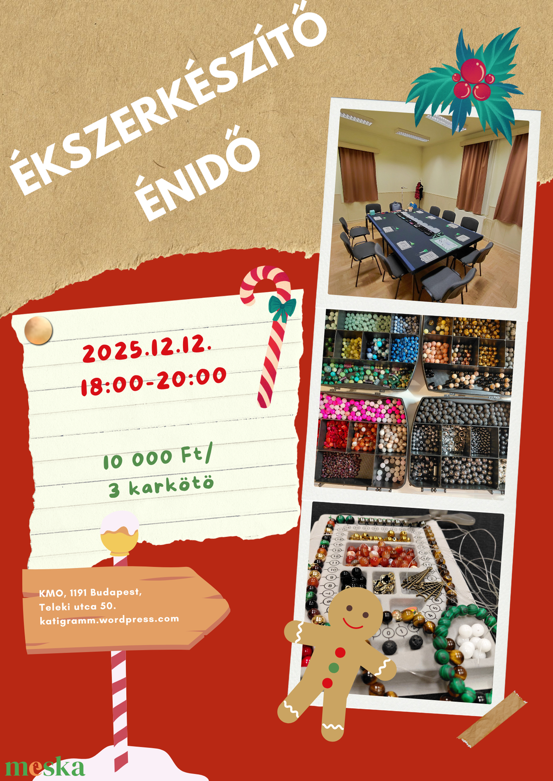Ékszerkészítő énidő 2025.12.12. - diy (csináld magad) - workshop & tanfolyam - Meska.hu