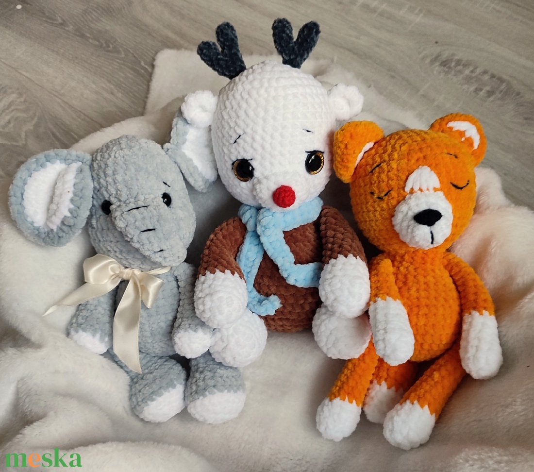 Karácsonyi csomag.  3 plüss egy csomagban!Réni,róka,elefánt - játék & sport - plüssállat & játékfigura - plüss mesefigurák - Meska.hu