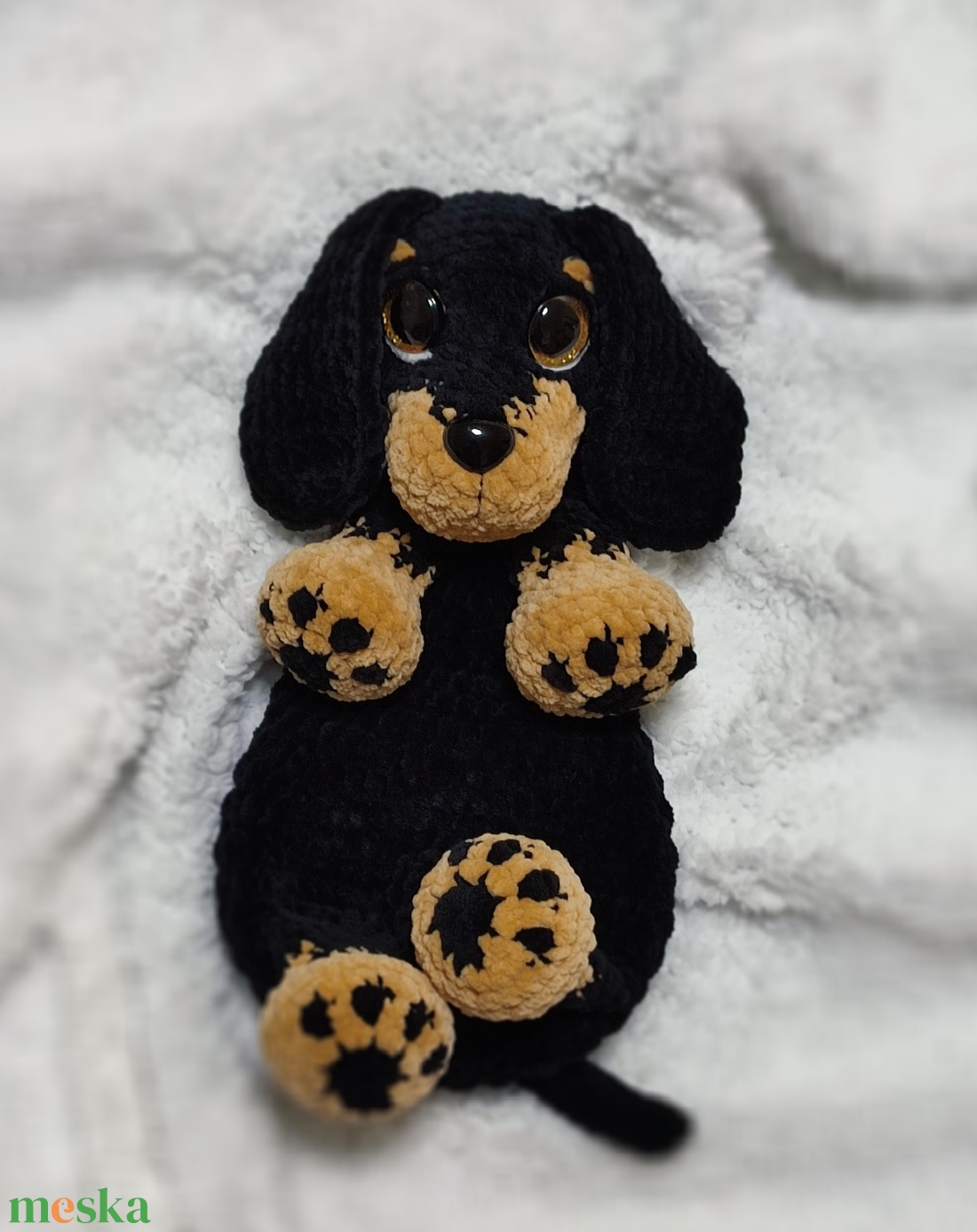 Horgolt tacsi szundipajti - játék & sport - plüssállat & játékfigura - kutya - Meska.hu