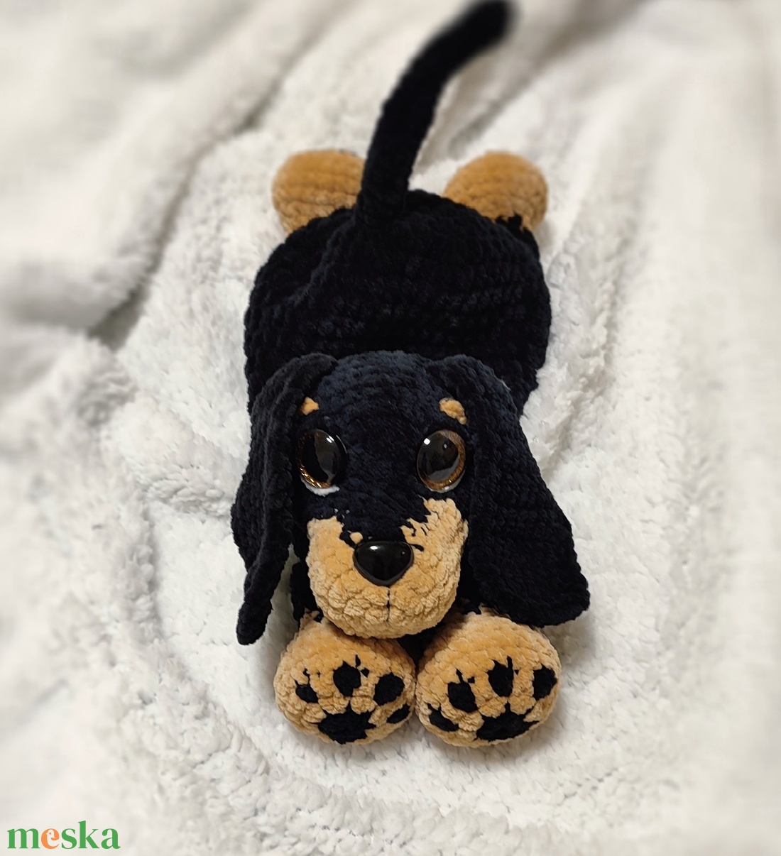 Horgolt tacsi szundipajti - játék & sport - plüssállat & játékfigura - kutya - Meska.hu