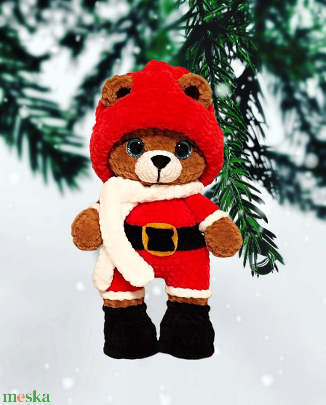 Horgolt maci mikulás ruhában - játék & sport - plüssállat & játékfigura - plüss mesefigurák - Meska.hu