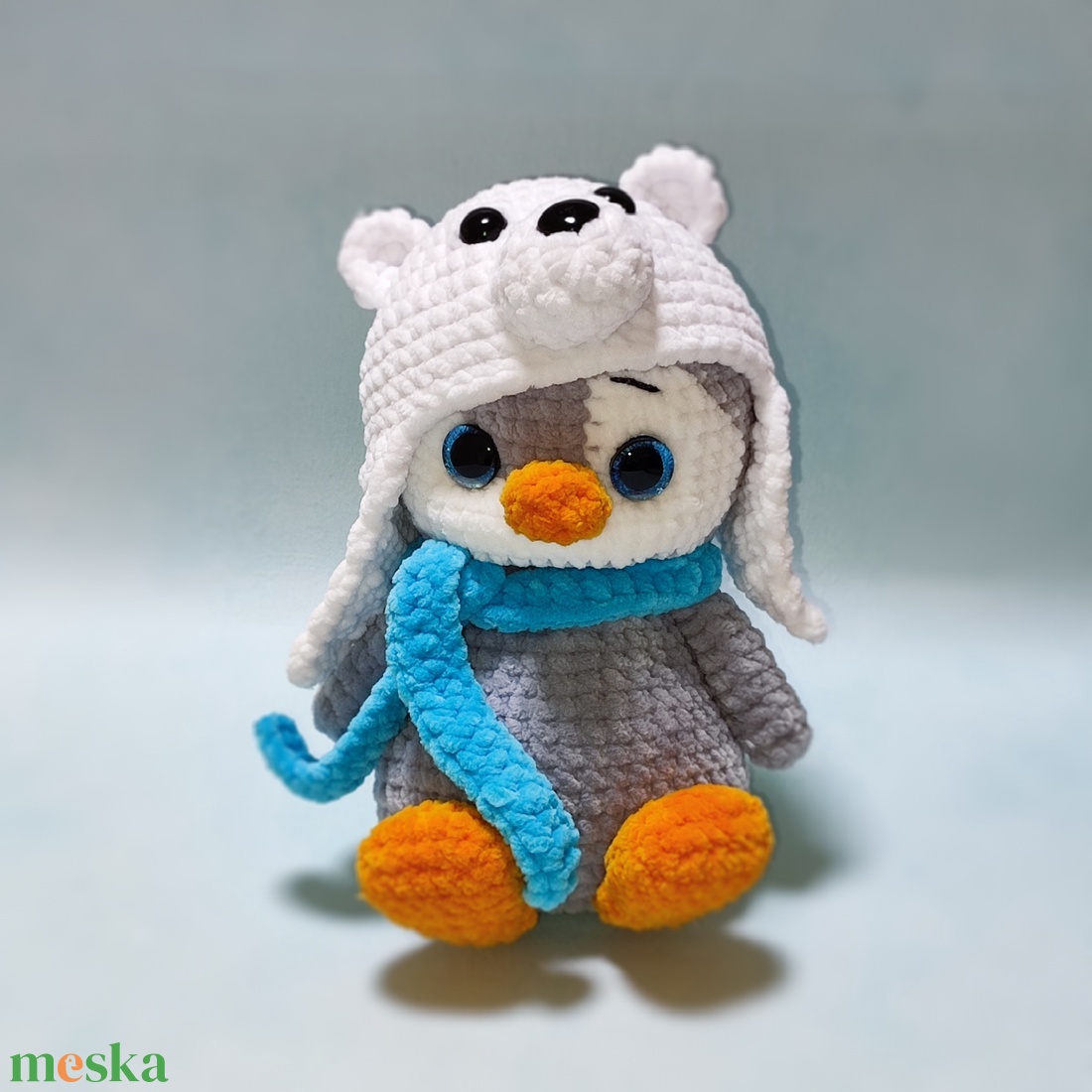 Horgolt pingvin jegesmedve sapkában - játék & sport - plüssállat & játékfigura - plüss mesefigurák - Meska.hu