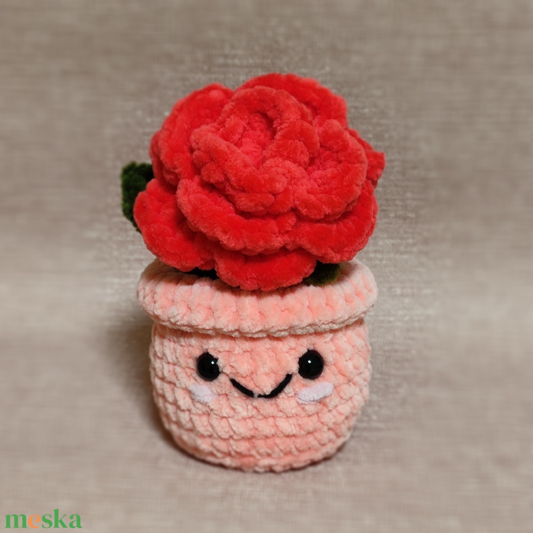 Horgolt cserepes rózsa - játék & sport - plüssállat & játékfigura - más figura - Meska.hu