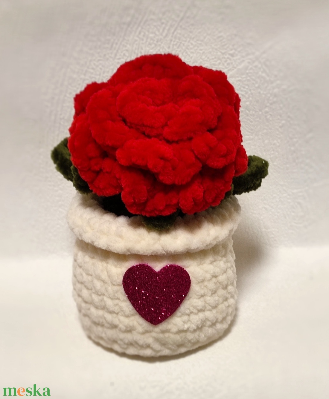 Horgolt cserepes rózsa - játék & sport - plüssállat & játékfigura - más figura - Meska.hu