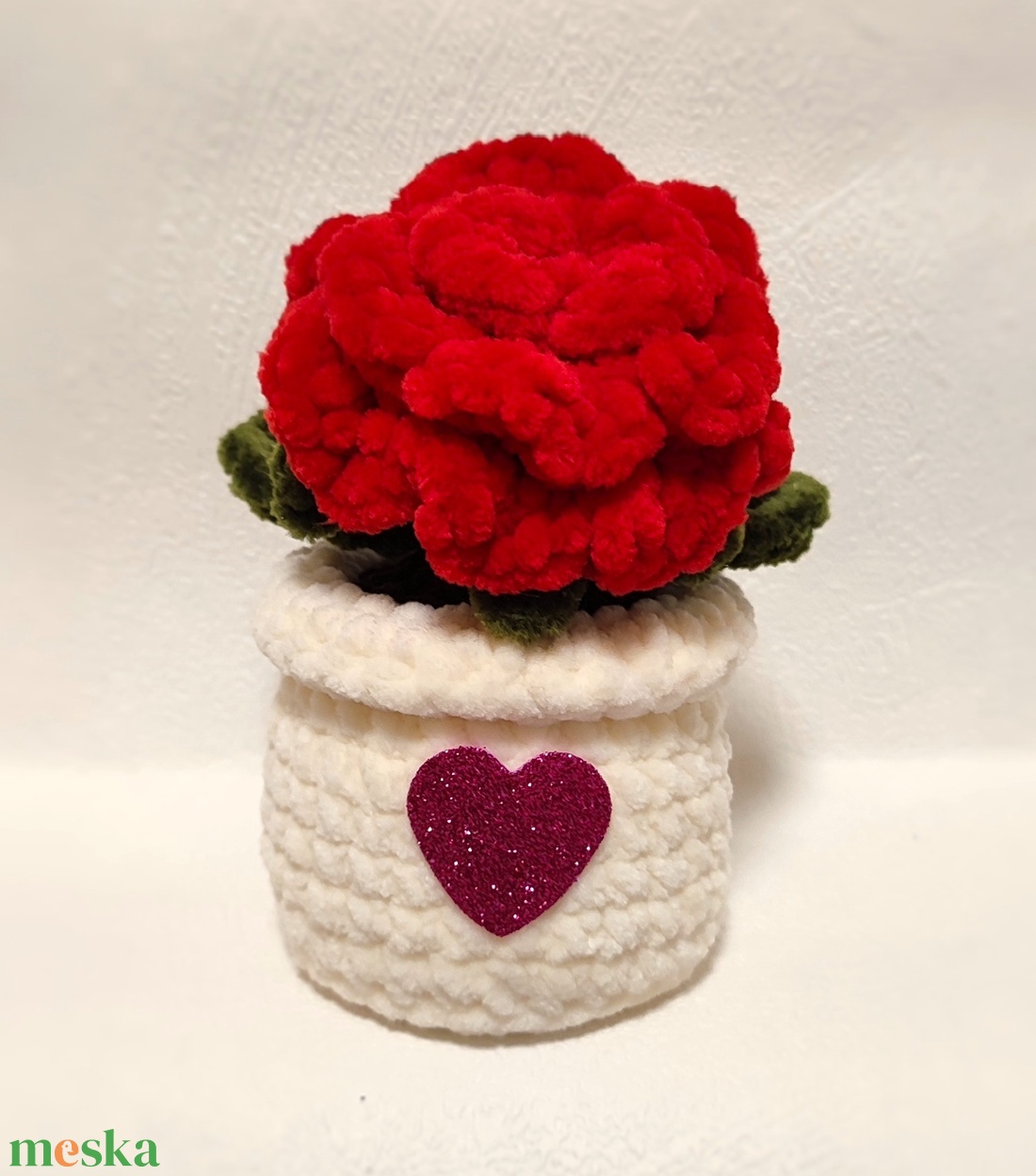 Horgolt cserepes rózsa - játék & sport - plüssállat & játékfigura - más figura - Meska.hu