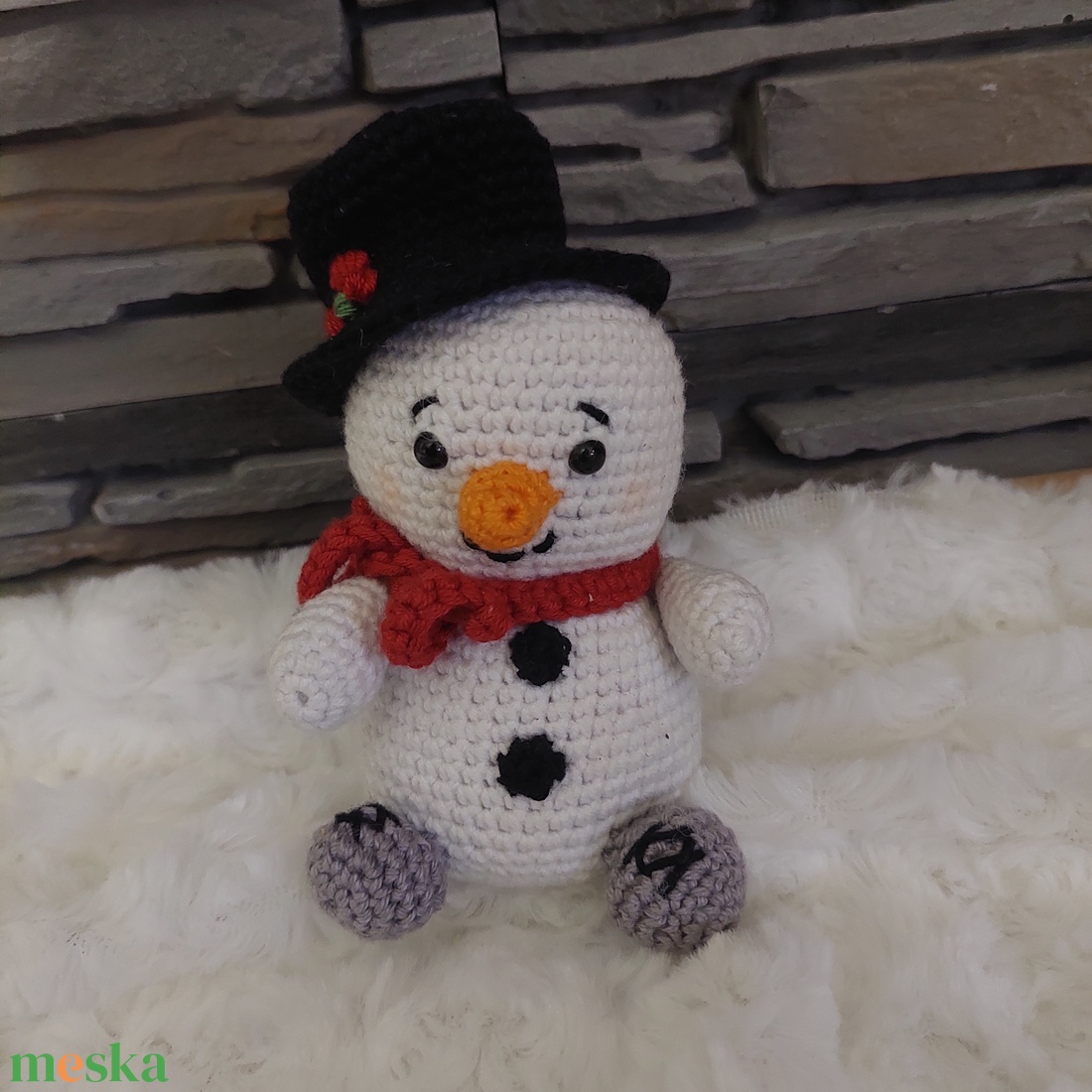 Horgolt hóember  - karácsony - karácsonyi lakásdekoráció - karácsonyi manók, figurák - Meska.hu