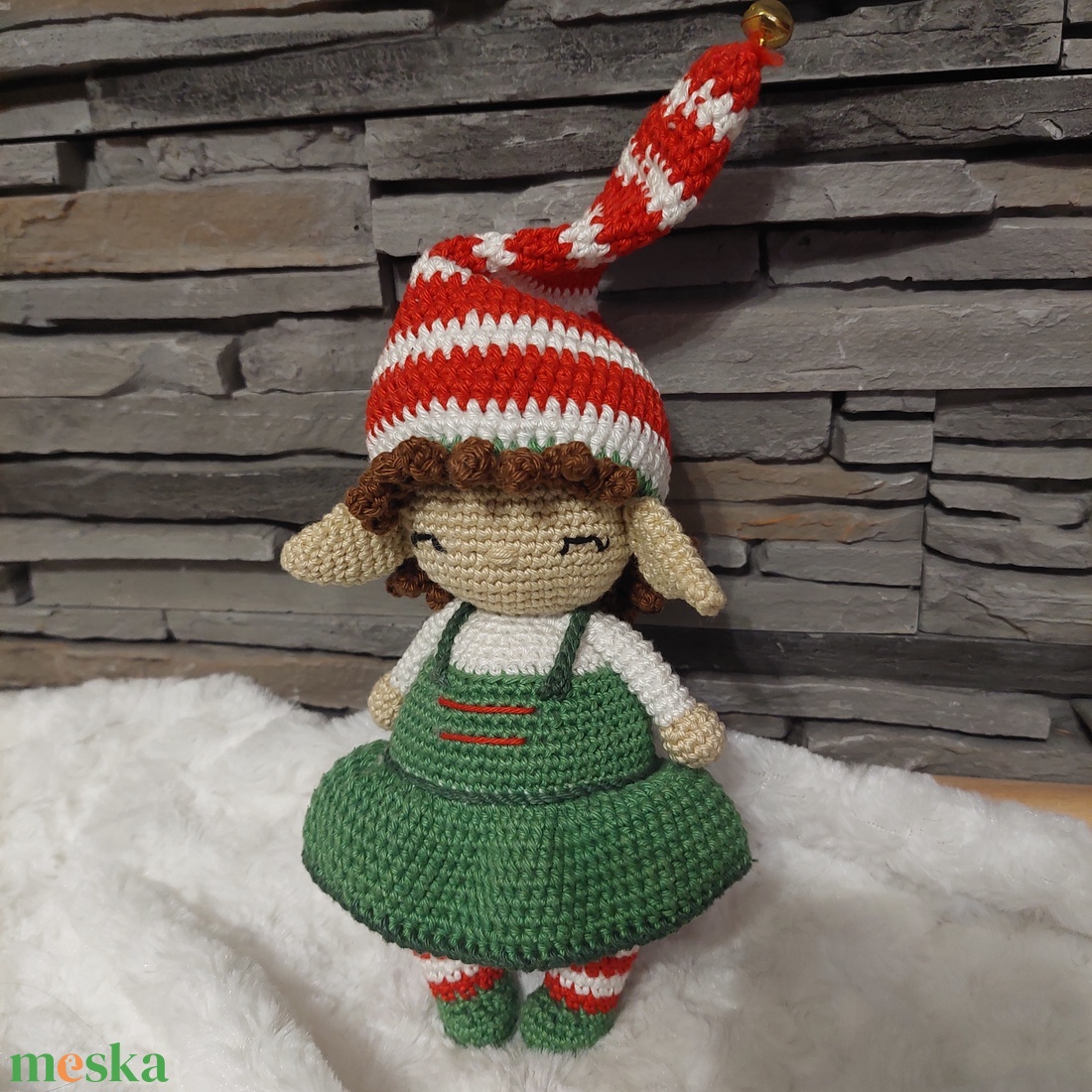 Horgolt karácsonyi manó  - karácsony - karácsonyi lakásdekoráció - karácsonyi manók, figurák - Meska.hu