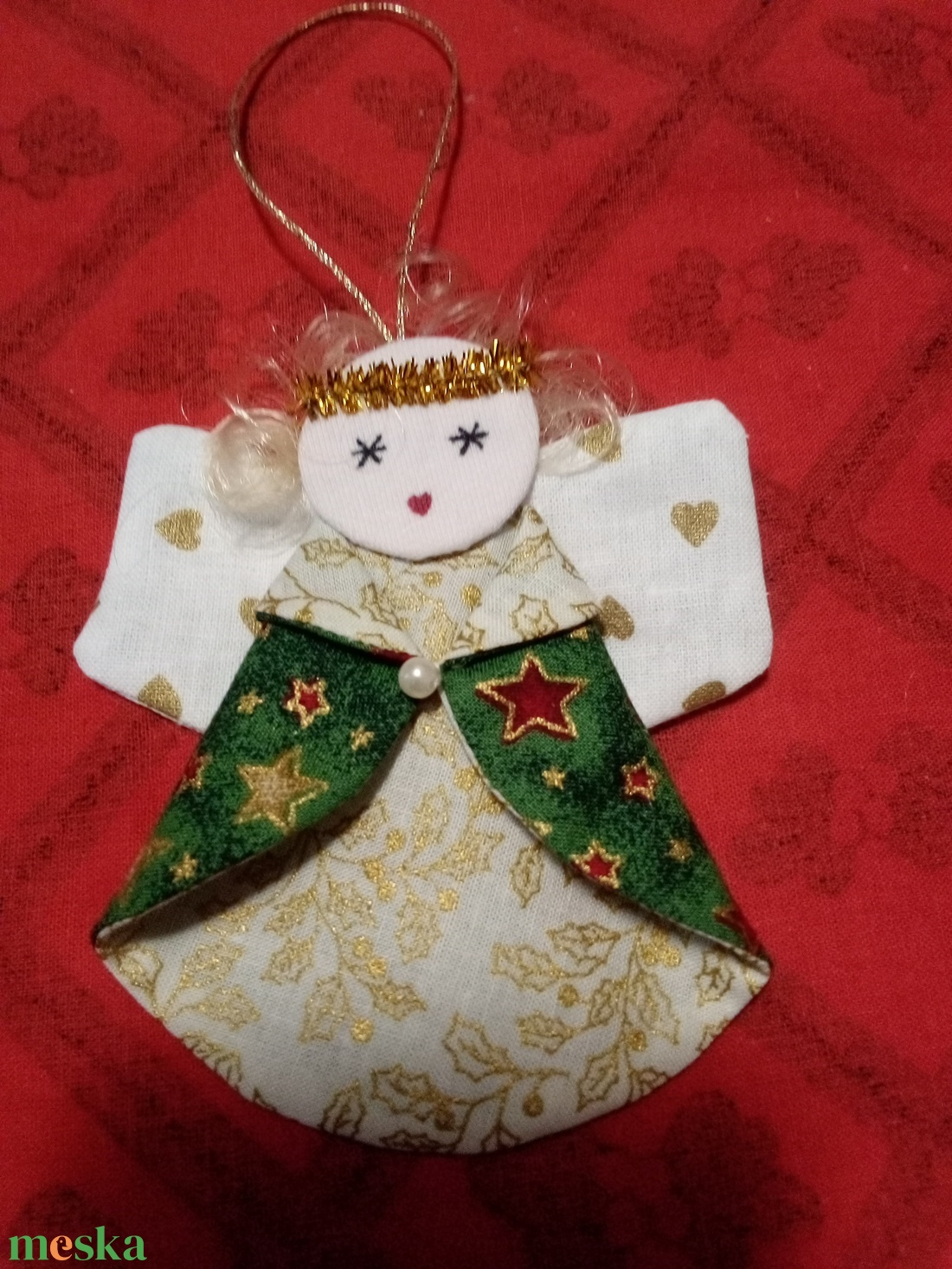 Textil angyalka, karácsonyi dísz, ajándék kísérő - karácsony - karácsonyi lakásdekoráció - karácsonyfadíszek - Meska.hu