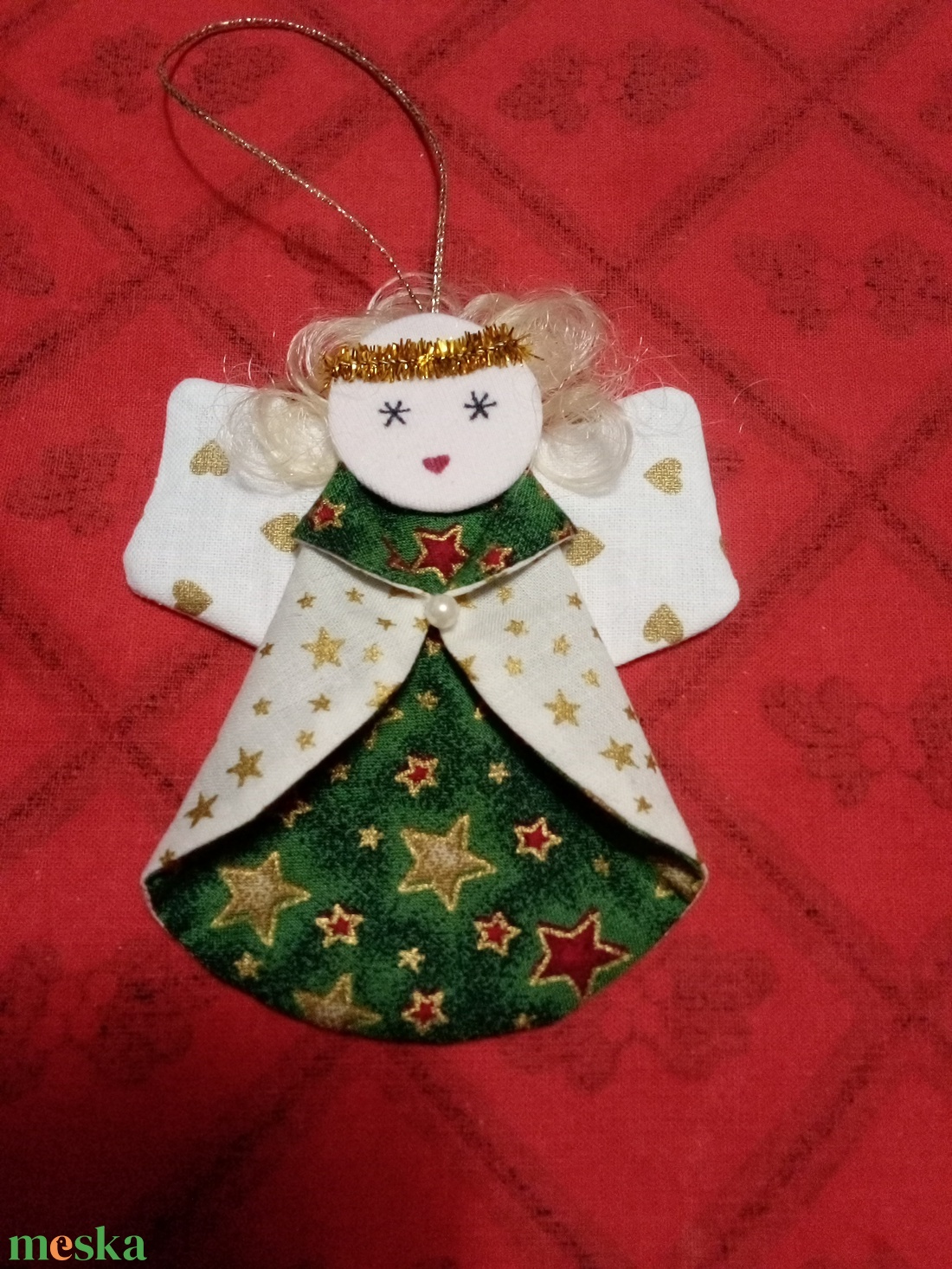 Textil angyalka, karácsonyi dísz, ajándék kísérő - karácsony - karácsonyi lakásdekoráció - karácsonyfadíszek - Meska.hu