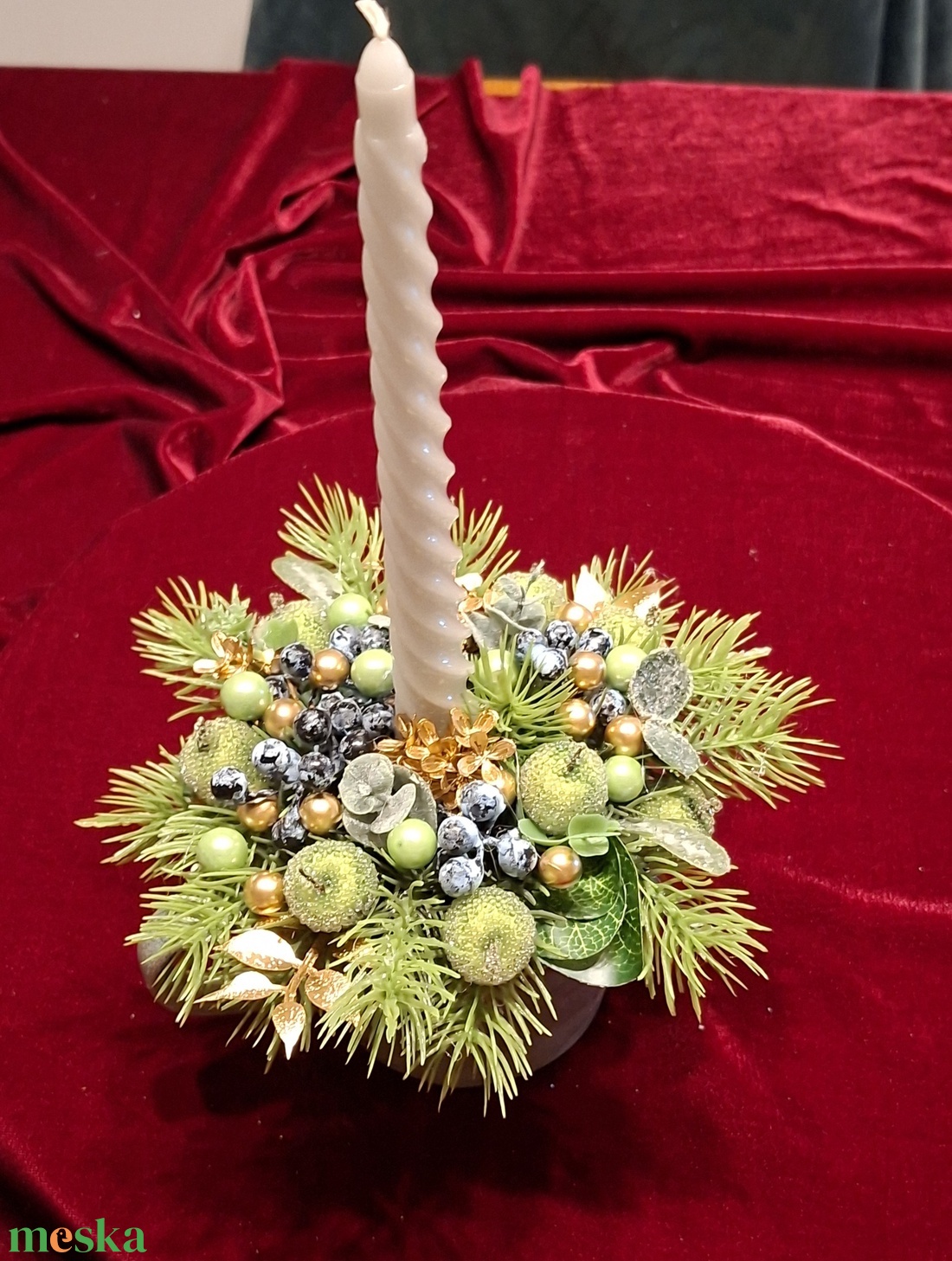 Karácsonyi bögredísz gyertyával - karácsony - adventi díszek - adventi asztaldísz - Meska.hu