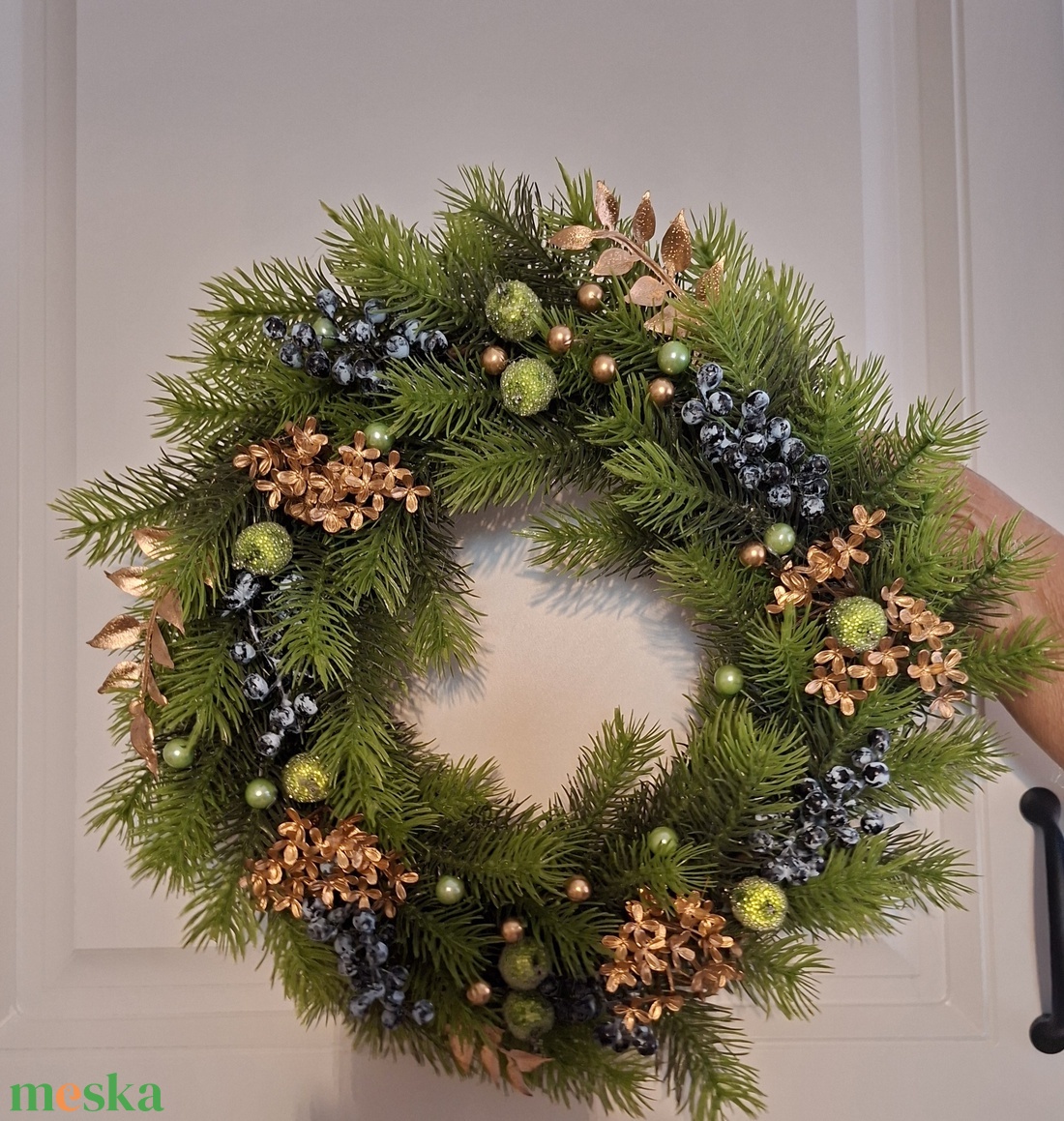 Karácsonyi kopogtató zöld, kék, arany színben - karácsony - adventi díszek - adventi ajtódísz - Meska.hu Karácsonyi kopogtató zöld, kék, arany színben - karácsony - adventi díszek - adventi ajtódísz - Meska.hu
