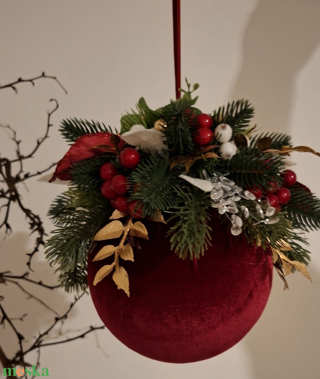 Nagyméretű, gazdagon díszített bordó bársony függődísz - karácsony - karácsonyi lakásdekoráció - karácsonyi lakásdíszek - Meska.hu Nagyméretű, gazdagon díszített bordó bársony függődísz - karácsony - karácsonyi lakásdekoráció - karácsonyi lakásdíszek - Meska.hu