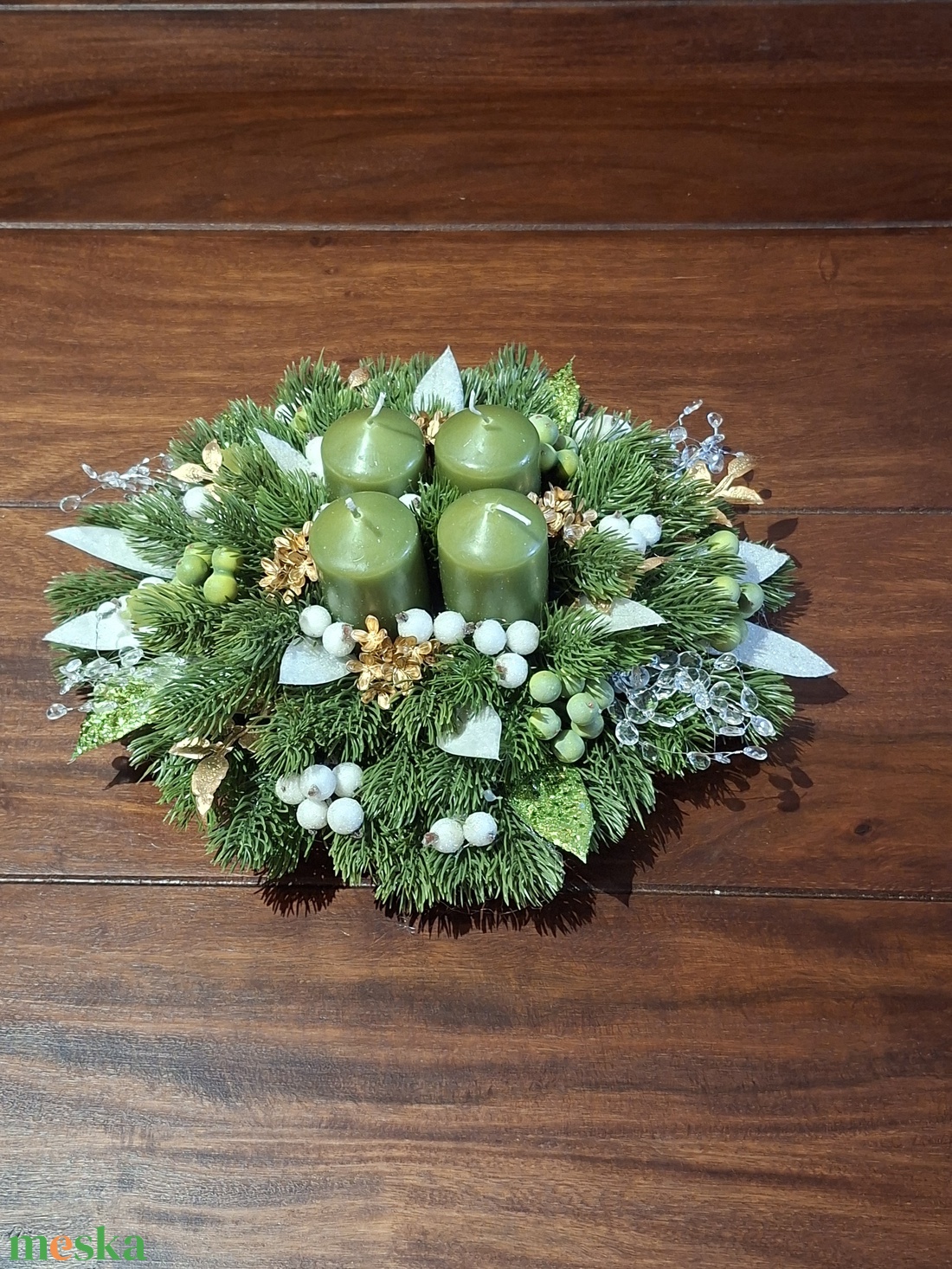 Gazdagon díszített zöld gyertyás adventi dekoráció - karácsony - adventi díszek - adventi asztaldísz - Meska.hu Gazdagon díszített zöld gyertyás adventi dekoráció - karácsony - adventi díszek - adventi asztaldísz - Meska.hu