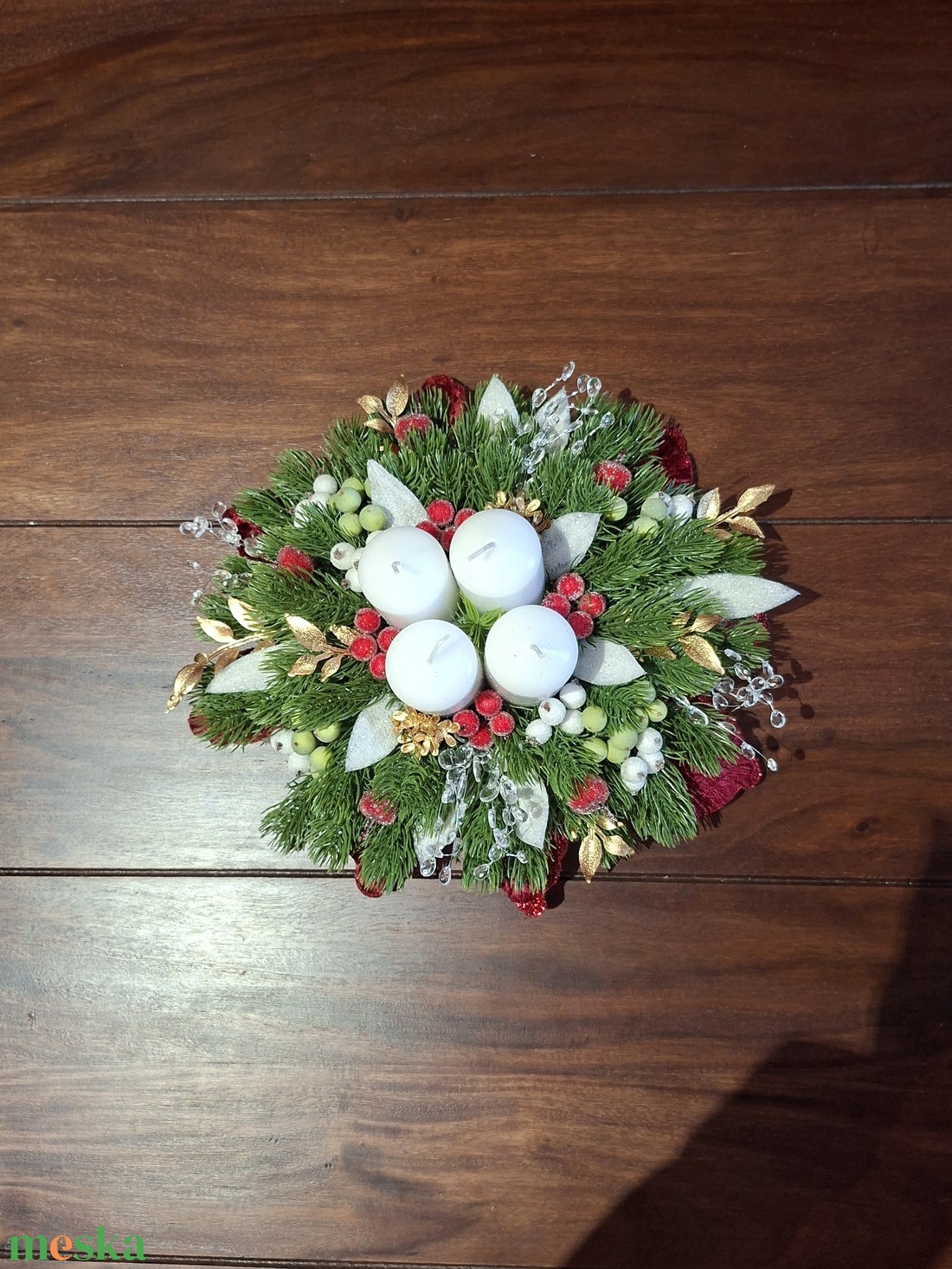 Adventi asztali dekoráció fehér gyertyákkal - karácsony - adventi díszek - adventi asztaldísz - Meska.hu Adventi asztali dekoráció fehér gyertyákkal - karácsony - adventi díszek - adventi asztaldísz - Meska.hu