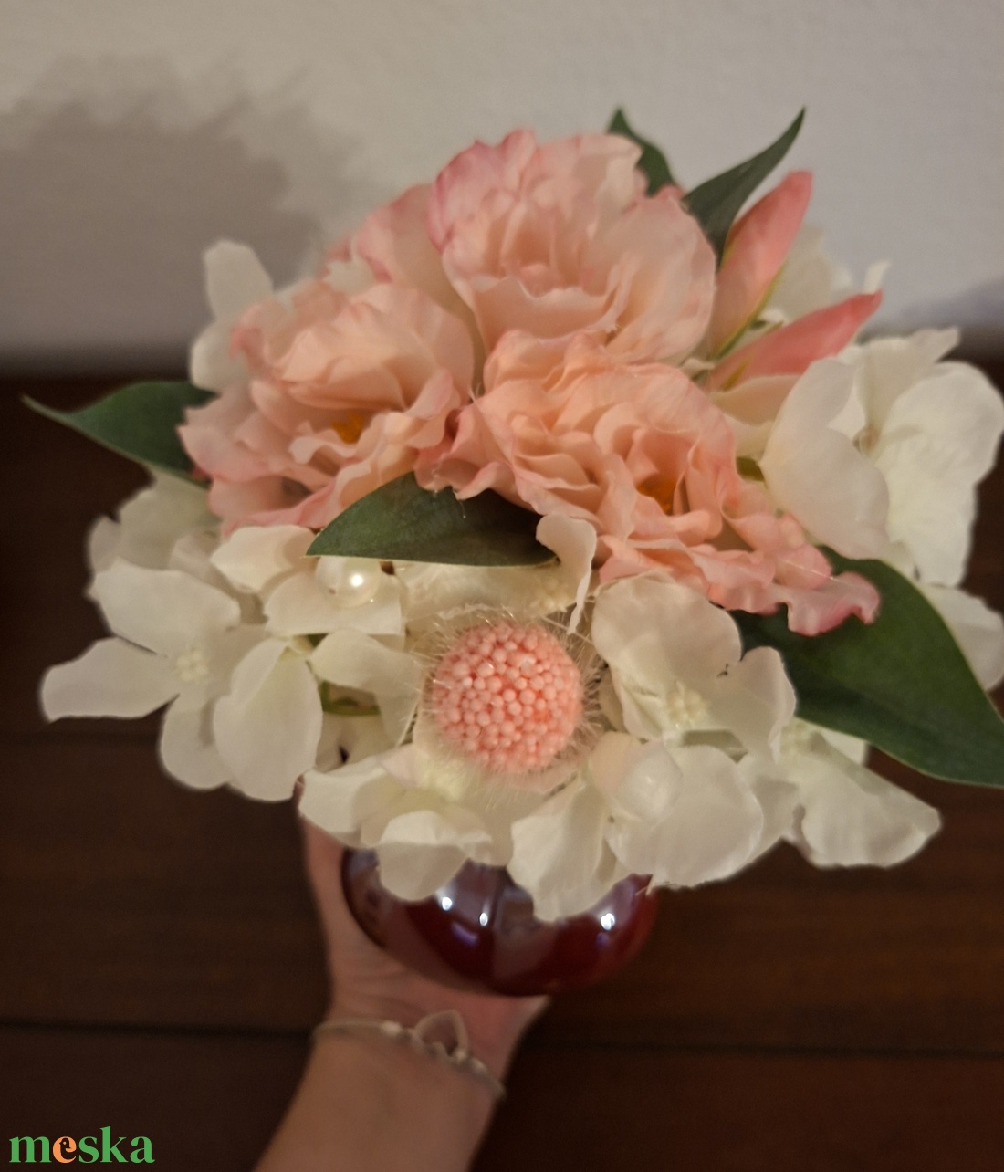 Nagy porcelán szívvel díszített virágbox  - otthon & életmód - dekoráció - asztal és polc dekoráció - díszdoboz - Meska.hu