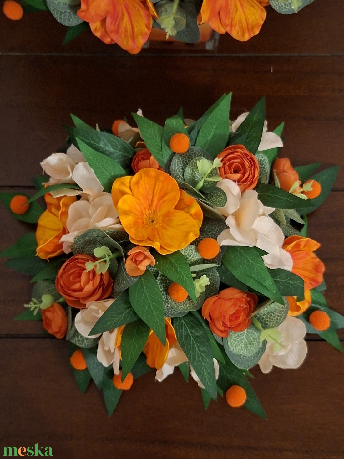 Vidám, narancsszín asztali dekoráció - otthon & életmód - dekoráció - asztal és polc dekoráció - asztaldísz - Meska.hu